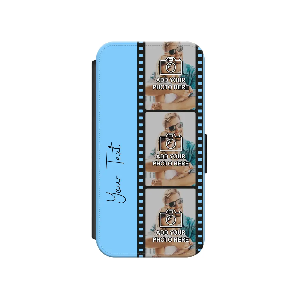 Custom Personalised Film Reel No.5 Faux Leather Flip Case Wallet for iPhone / Samsung