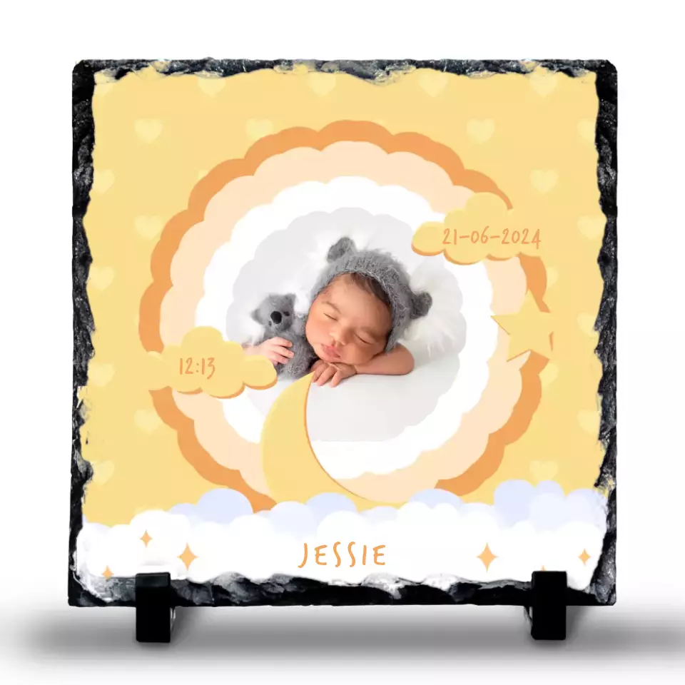 Custom Personalised Birth Announcement Photo Slate - Yellows