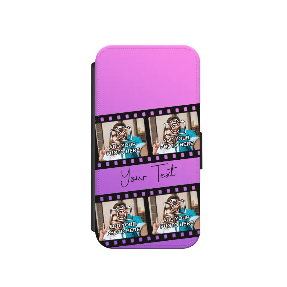 Film Reel No.1 Custom Photos Personalised Faux Leather Flip Case Wallet for iPhone / Samsung
