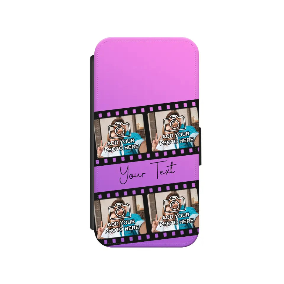 Film Reel No.1 Custom Photos Personalised Faux Leather Flip Case Wallet for iPhone / Samsung