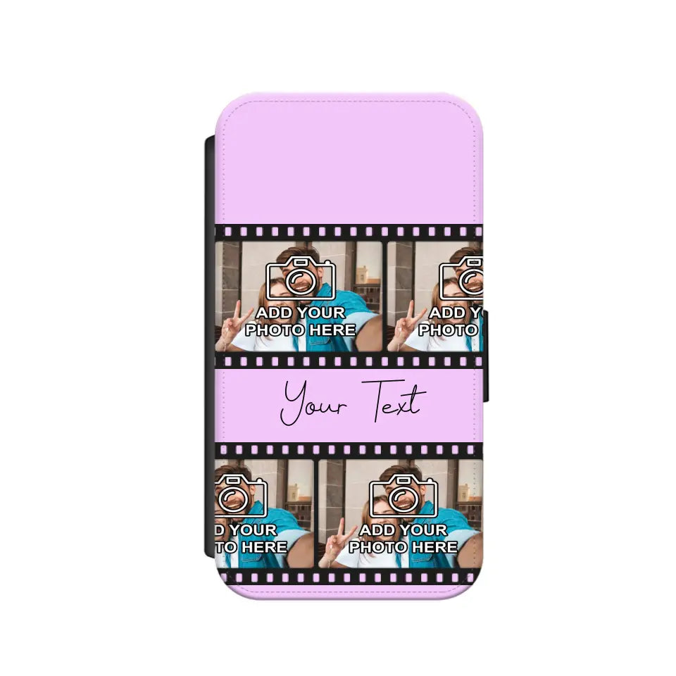Custom Personalised Film Reel No.3 Faux Leather Flip Case Wallet for iPhone / Samsung