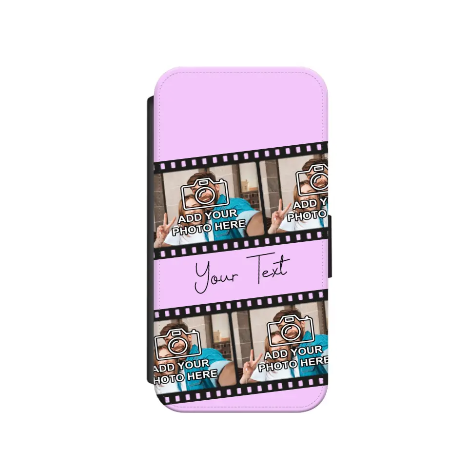 Custom Personalised Film Reel No.4 Faux Leather Flip Case Wallet for iPhone / Samsung