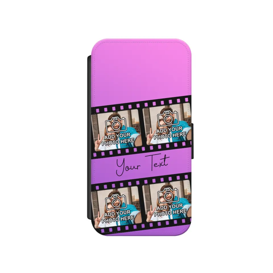 Film Reel No.1 Custom Photos Personalised Faux Leather Flip Case Wallet for iPhone / Samsung