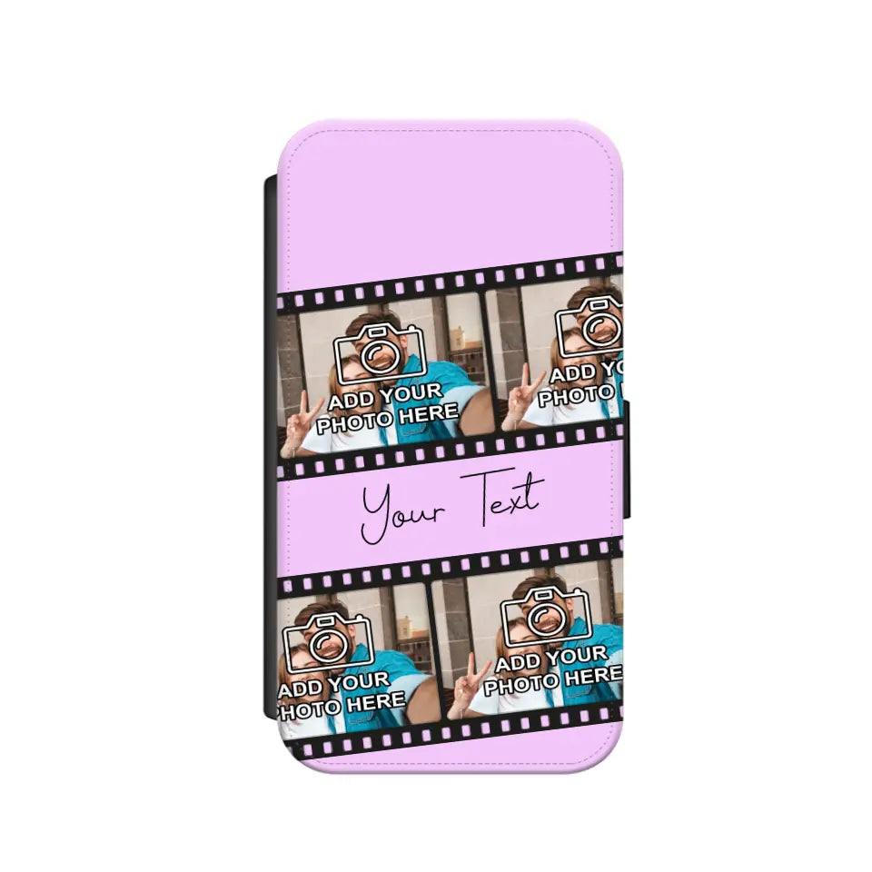 Custom Personalised Film Reel No.4 Faux Leather Flip Case Wallet for iPhone / Samsung