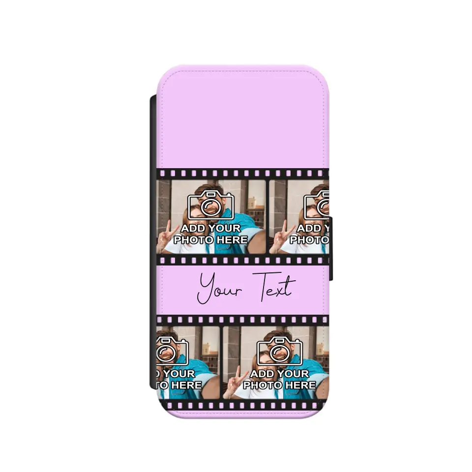 Custom Personalised Film Reel No.3 Faux Leather Flip Case Wallet for iPhone / Samsung
