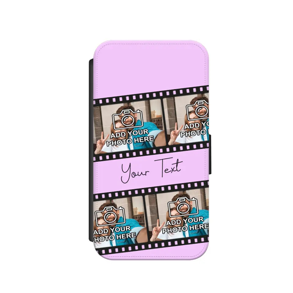 Custom Personalised Film Reel No.4 Faux Leather Flip Case Wallet for iPhone / Samsung