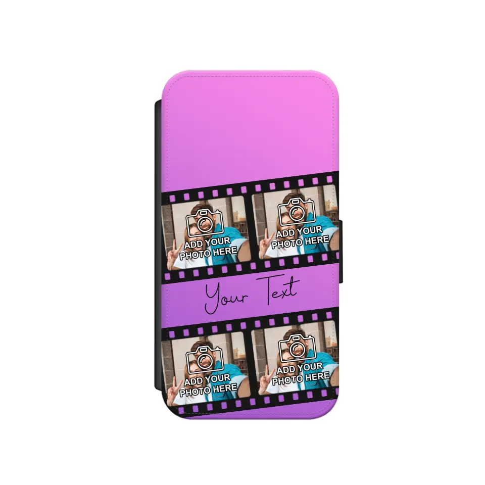 Film Reel No.1 Custom Photos Personalised Faux Leather Flip Case Wallet for iPhone / Samsung