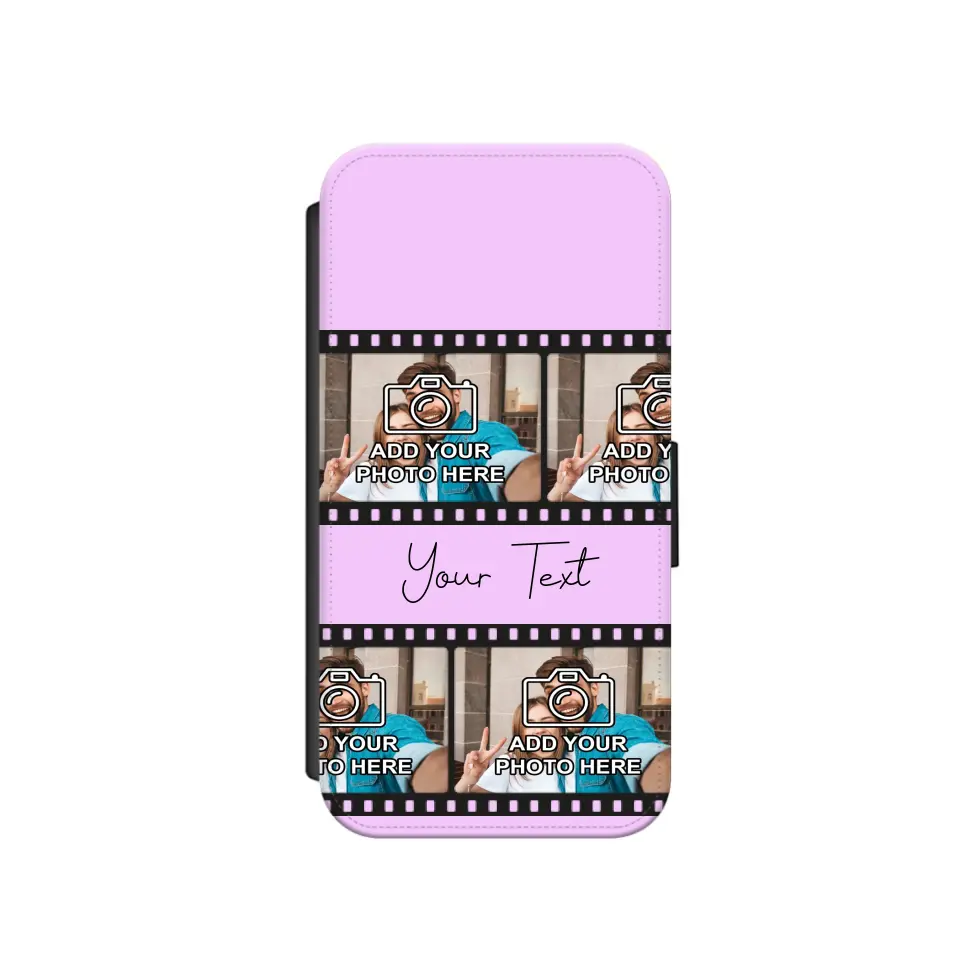 Custom Personalised Film Reel No.3 Faux Leather Flip Case Wallet for iPhone / Samsung