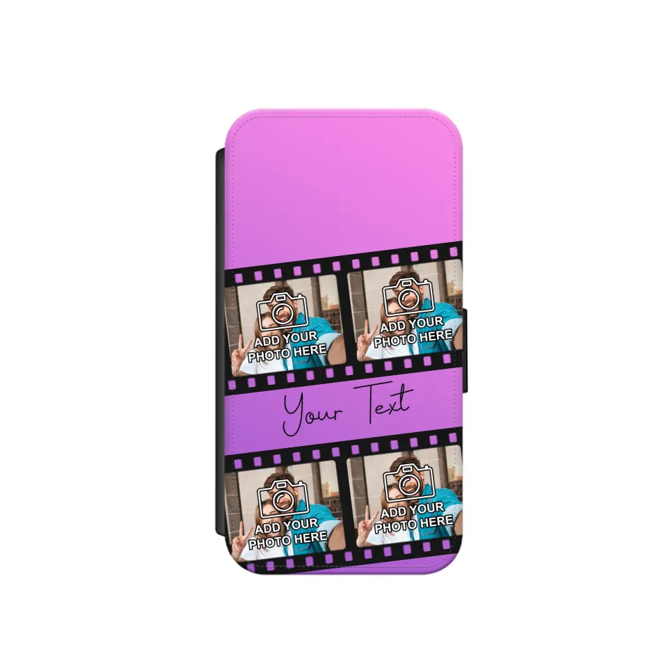 Film Reel No.1 Custom Photos Personalised Faux Leather Flip Case Wallet for iPhone / Samsung