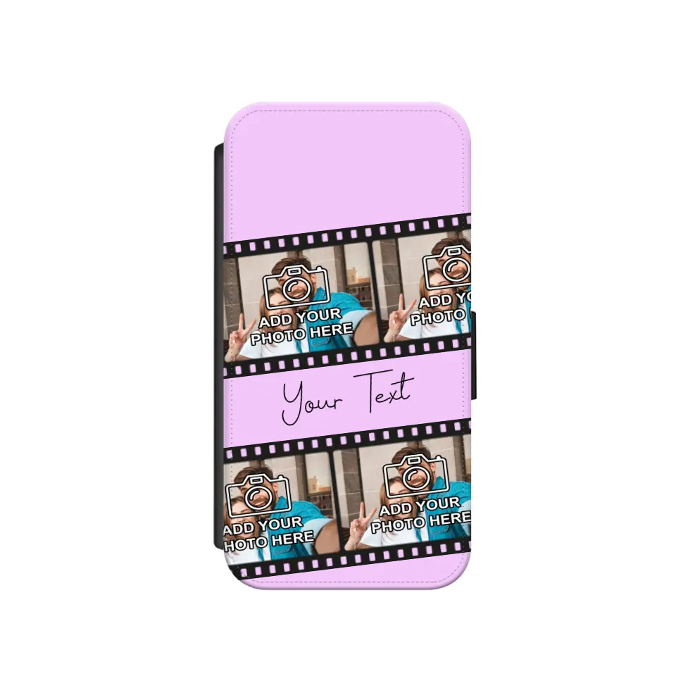 Custom Personalised Film Reel No.4 Faux Leather Flip Case Wallet for iPhone / Samsung