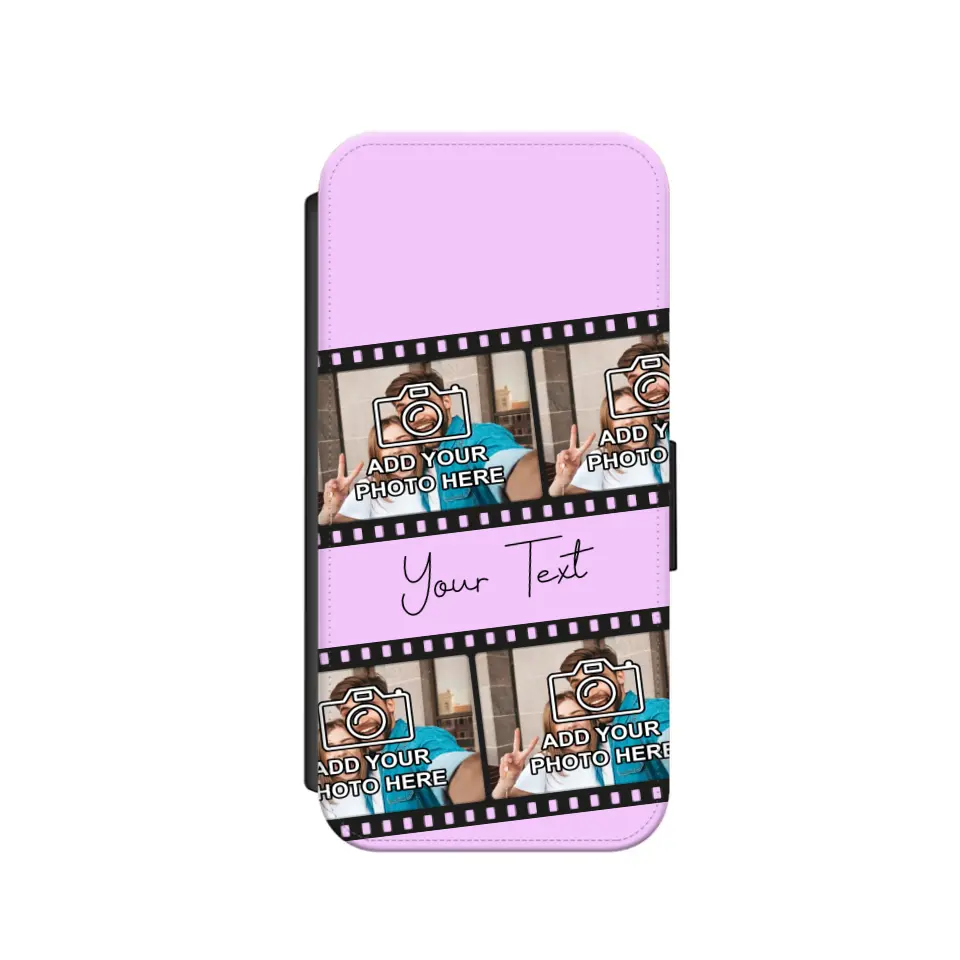 Custom Personalised Film Reel No.4 Faux Leather Flip Case Wallet for iPhone / Samsung