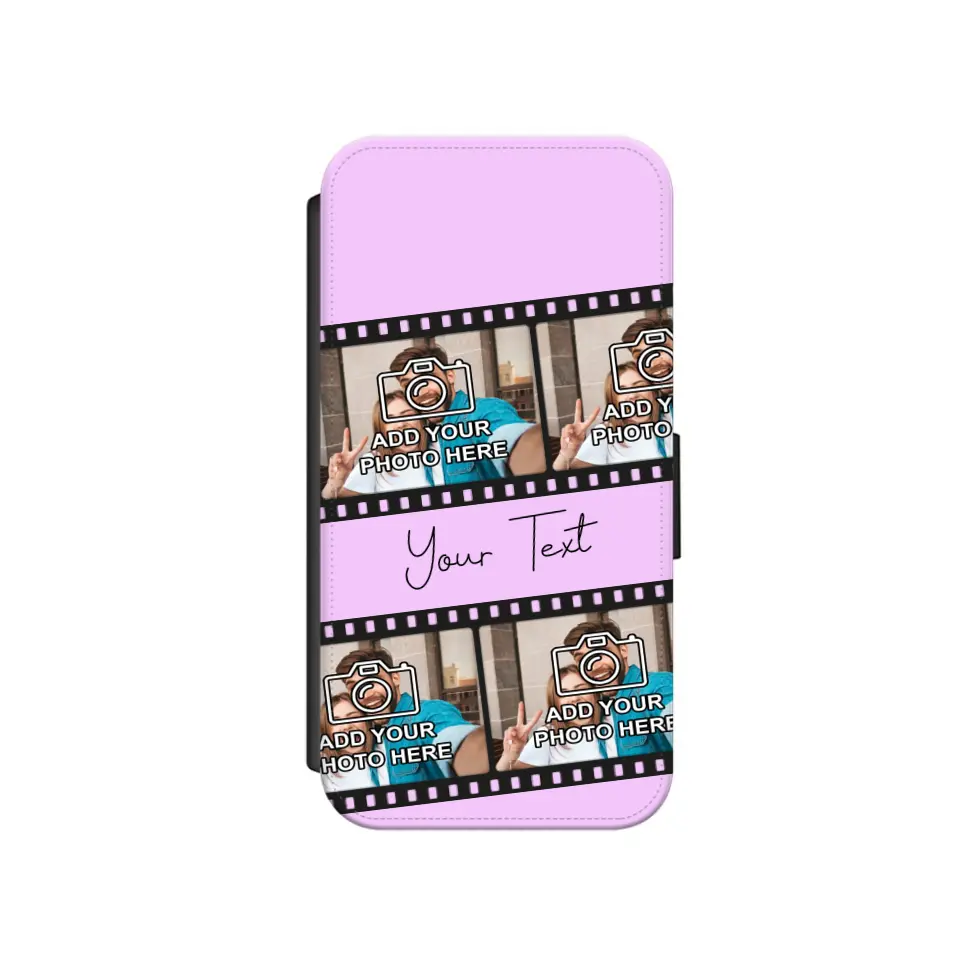 Custom Personalised Film Reel No.4 Faux Leather Flip Case Wallet for iPhone / Samsung
