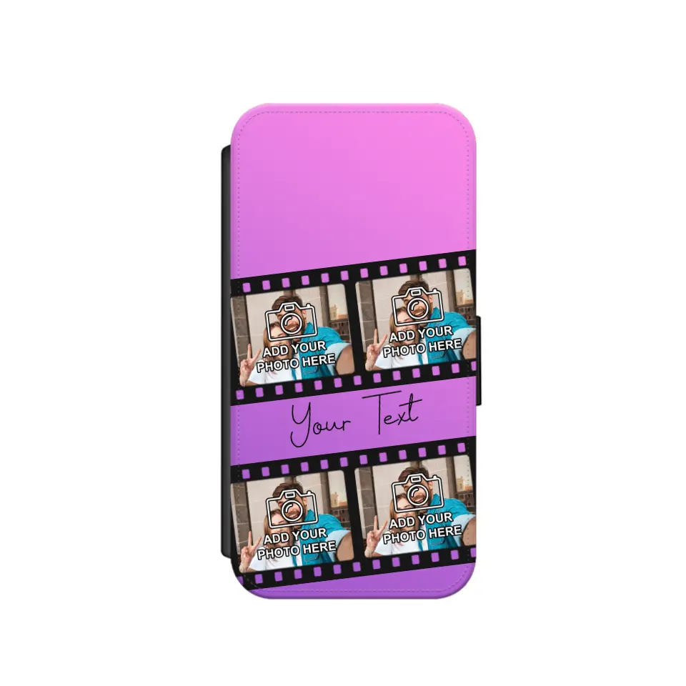 Film Reel No.1 Custom Photos Personalised Faux Leather Flip Case Wallet for iPhone / Samsung