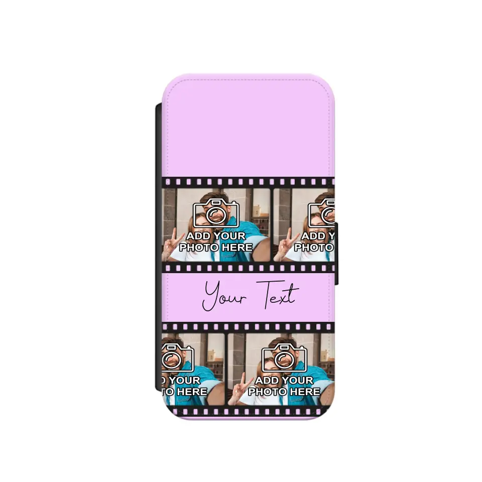 Custom Personalised Film Reel No.3 Faux Leather Flip Case Wallet for iPhone / Samsung