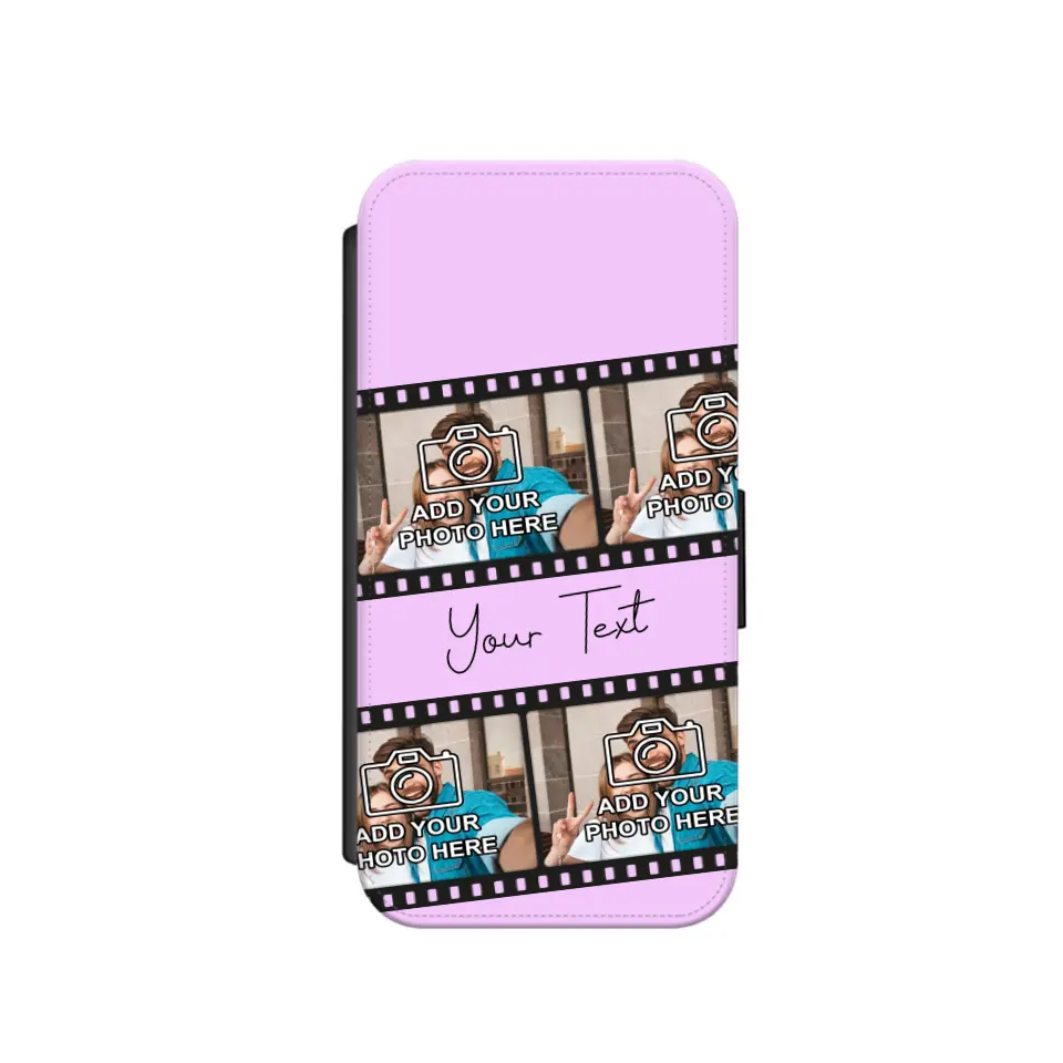 Custom Personalised Film Reel No.4 Faux Leather Flip Case Wallet for iPhone / Samsung
