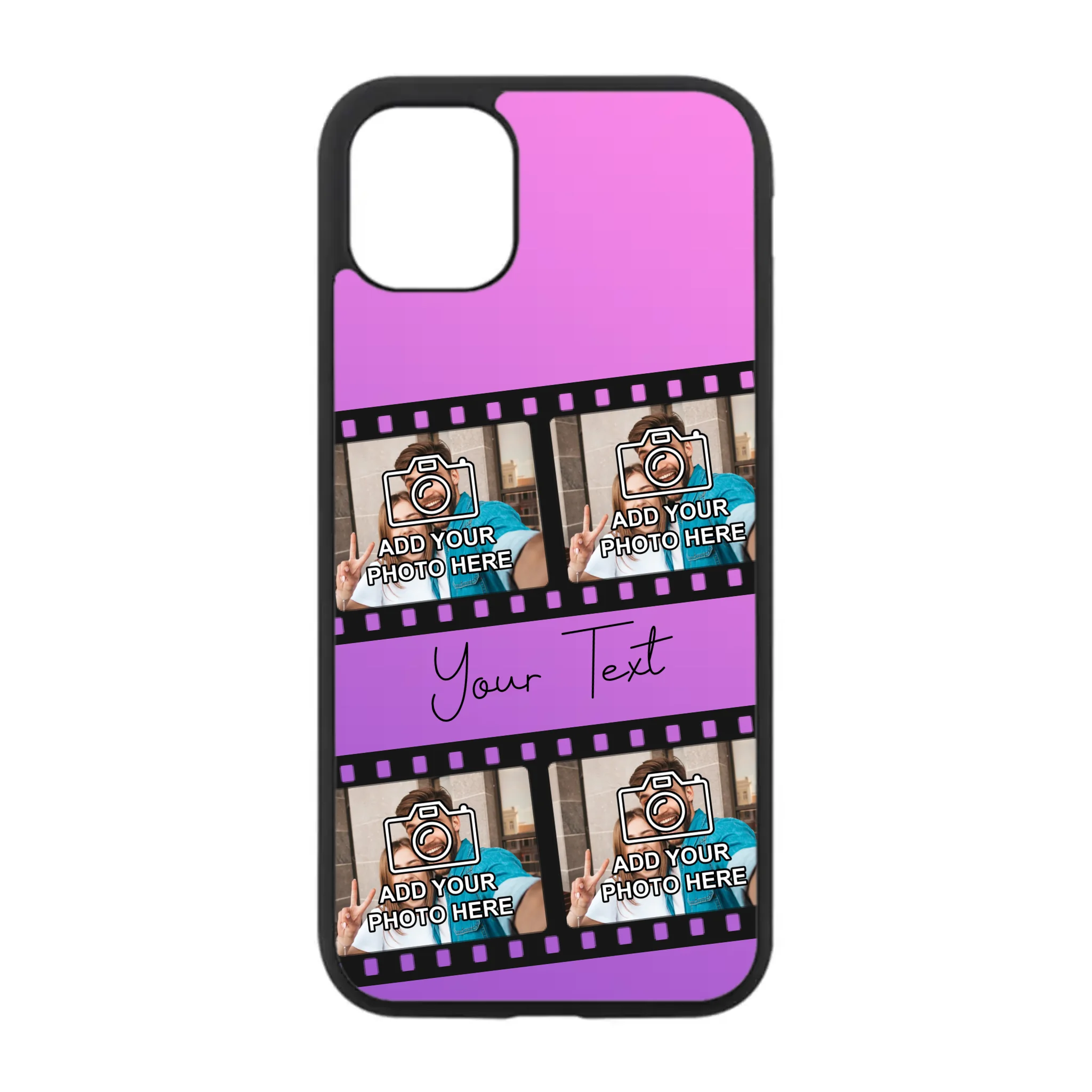 Personalised film reel phone case with custom photo strip design