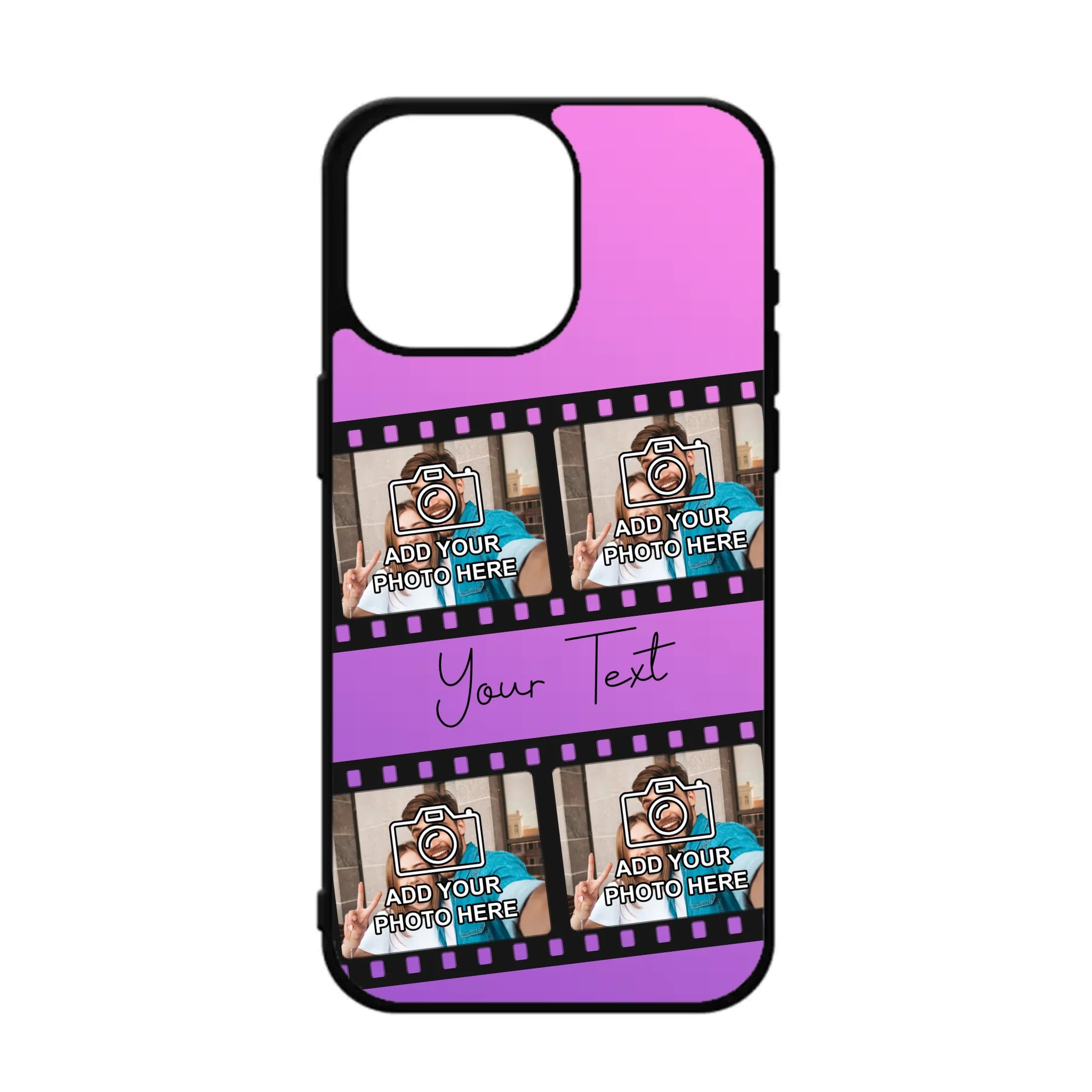 Personalised rubber TPU phone case with film reel photo layout