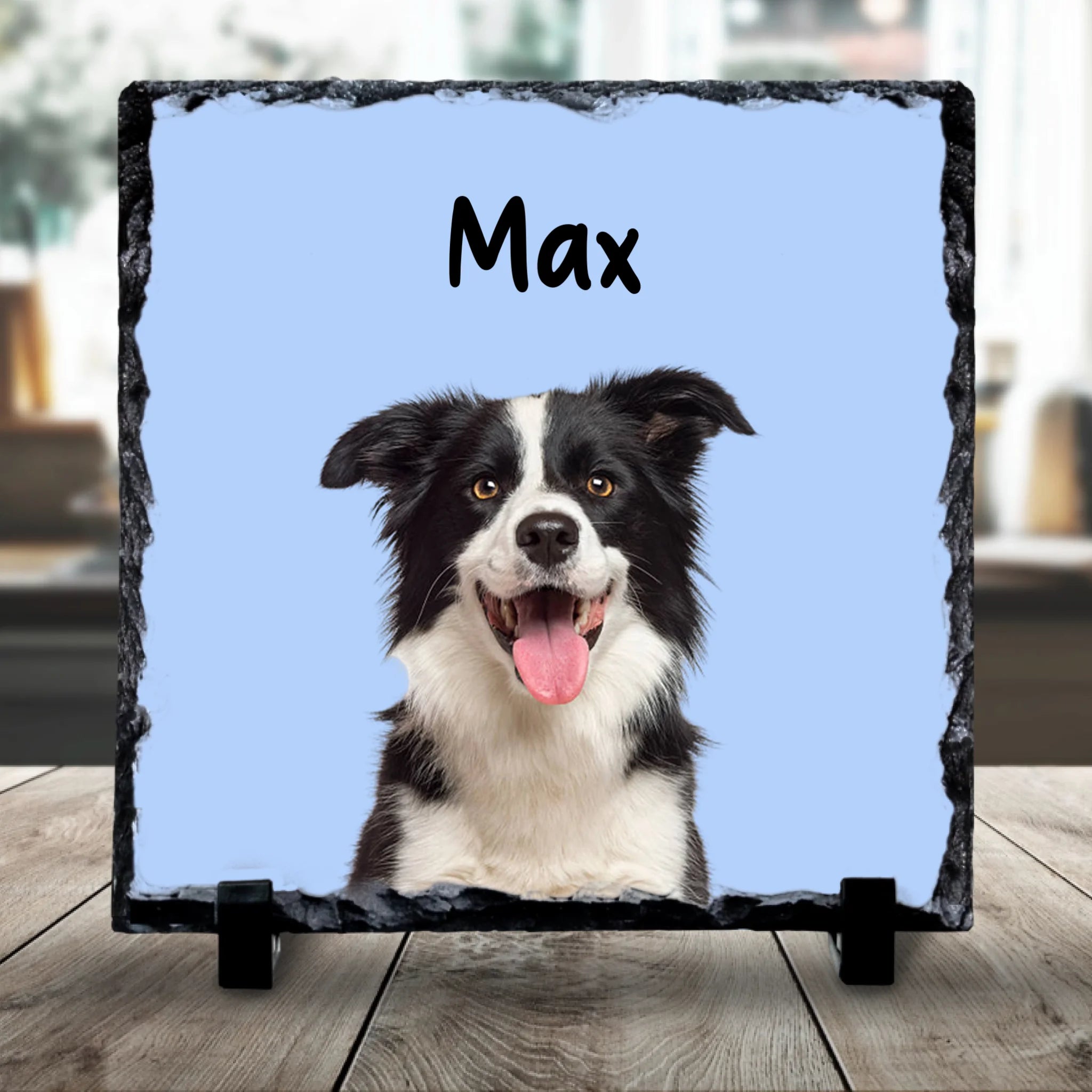 Personalised Pet Portrait Slate – Upload Your Dog’s Photo, Change Name & Background Colour