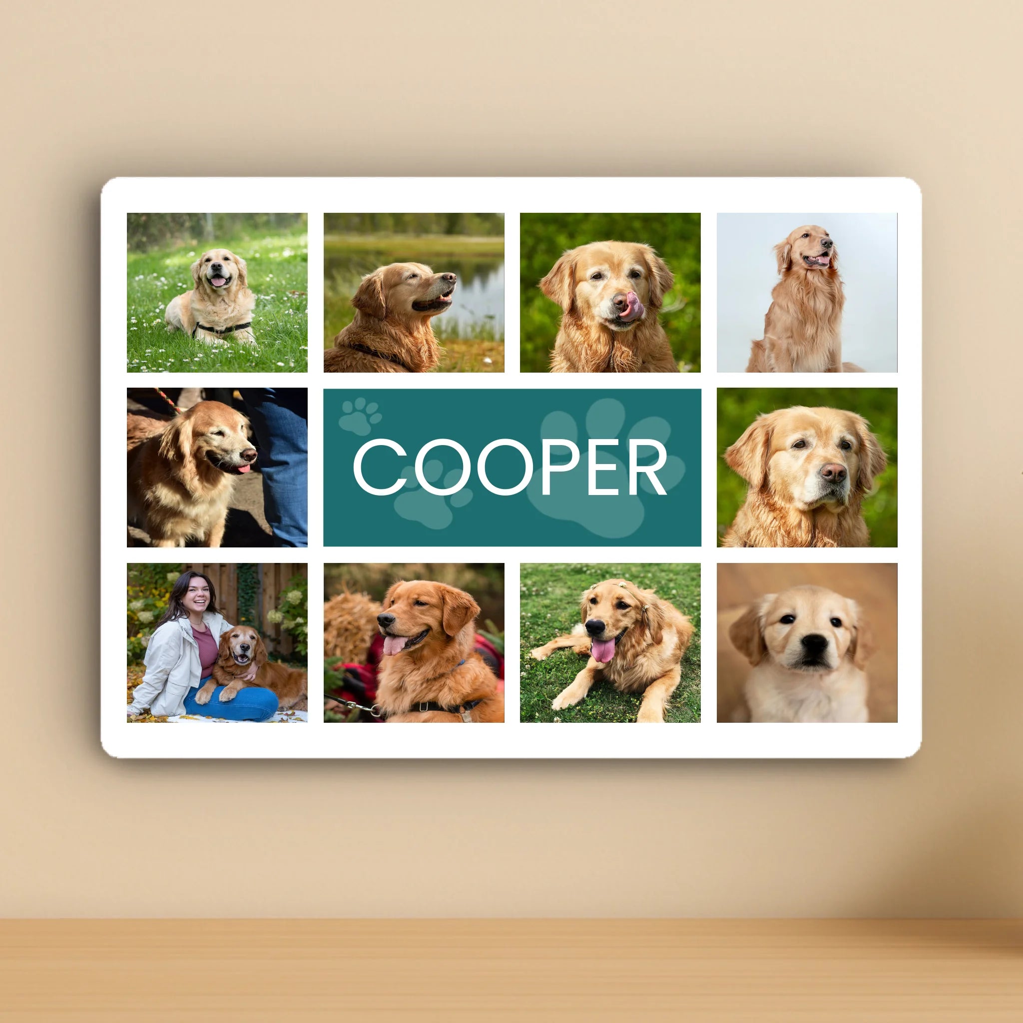Custom Personalised Pet Collage Photo Panel - 10 Photos & Custom Name