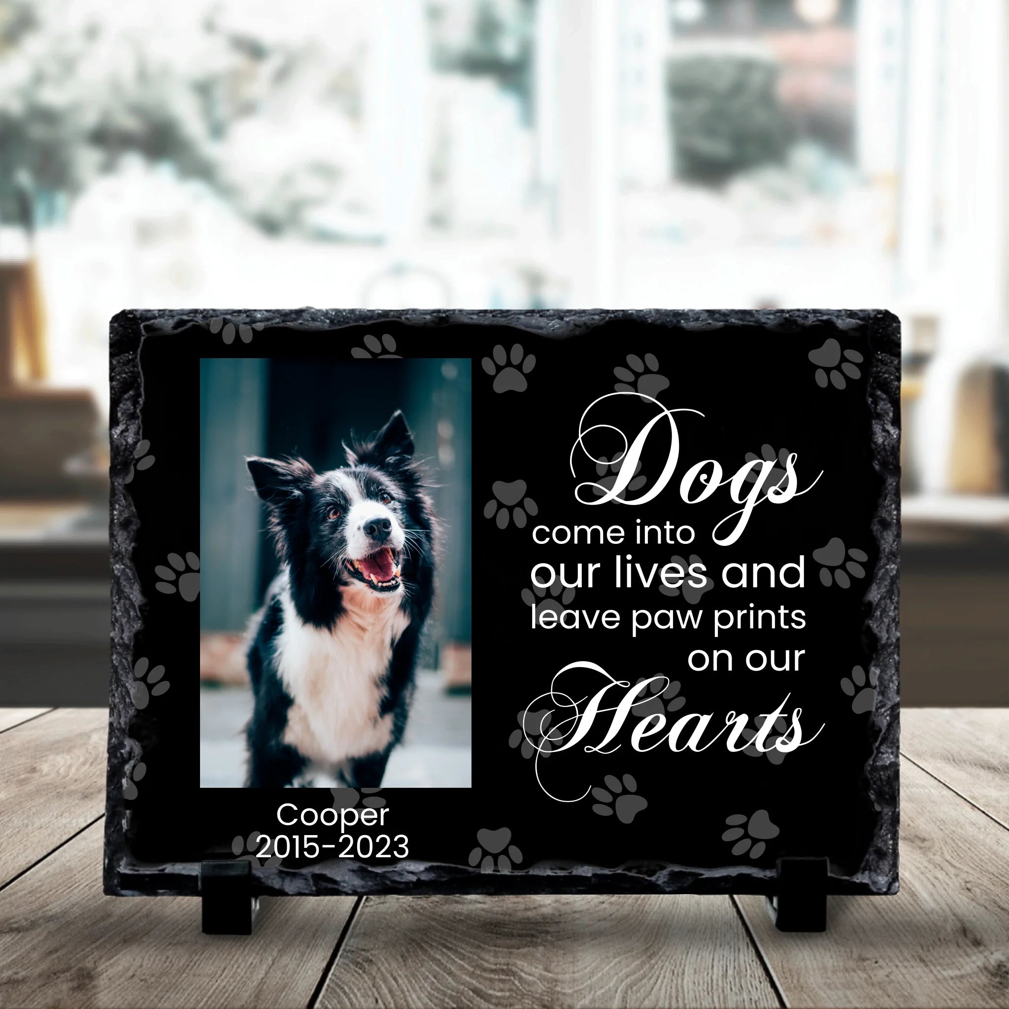 19x14cm custom photo slate as a dog memorial gift for owners