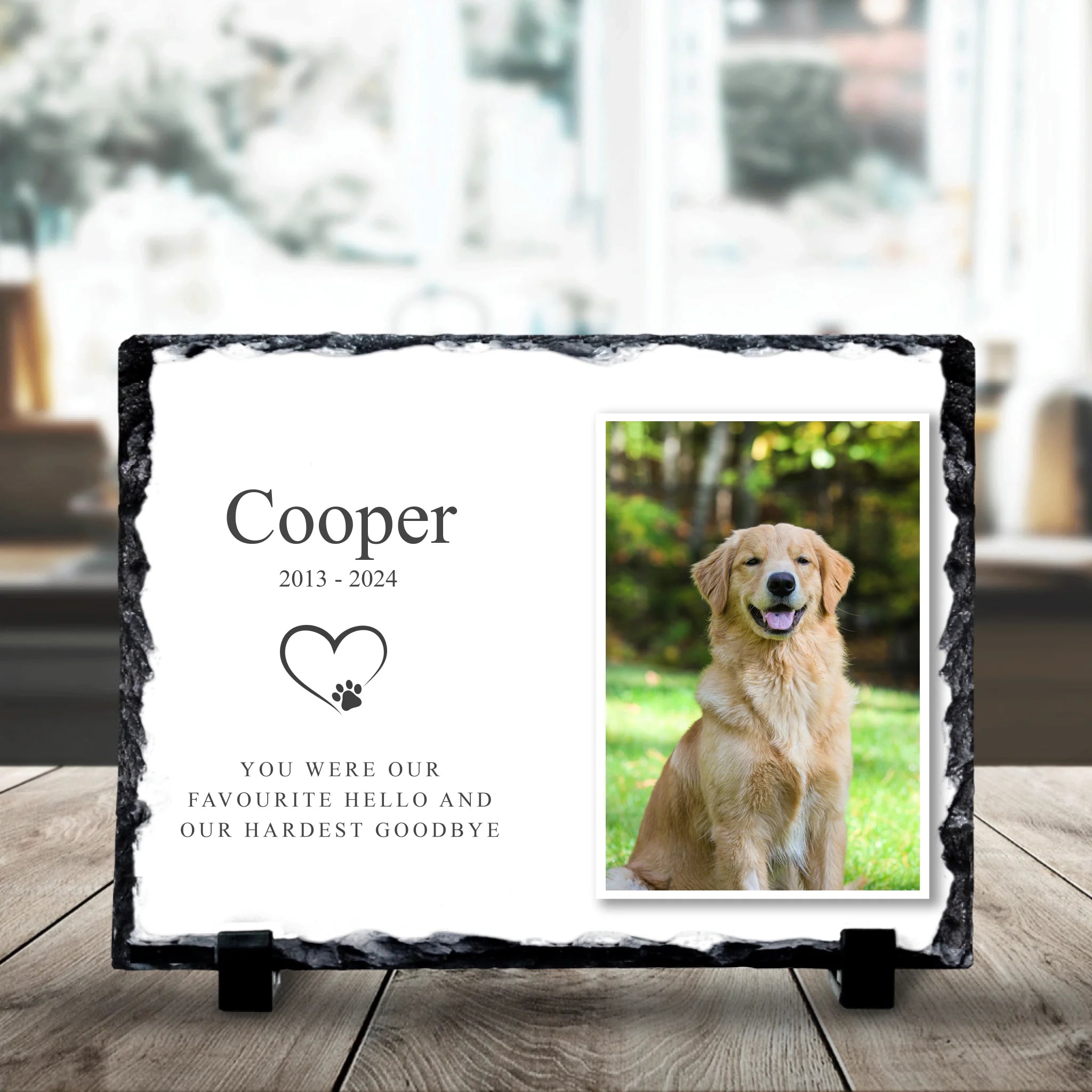 19x14cm personalised photo slate showing size and finish detail