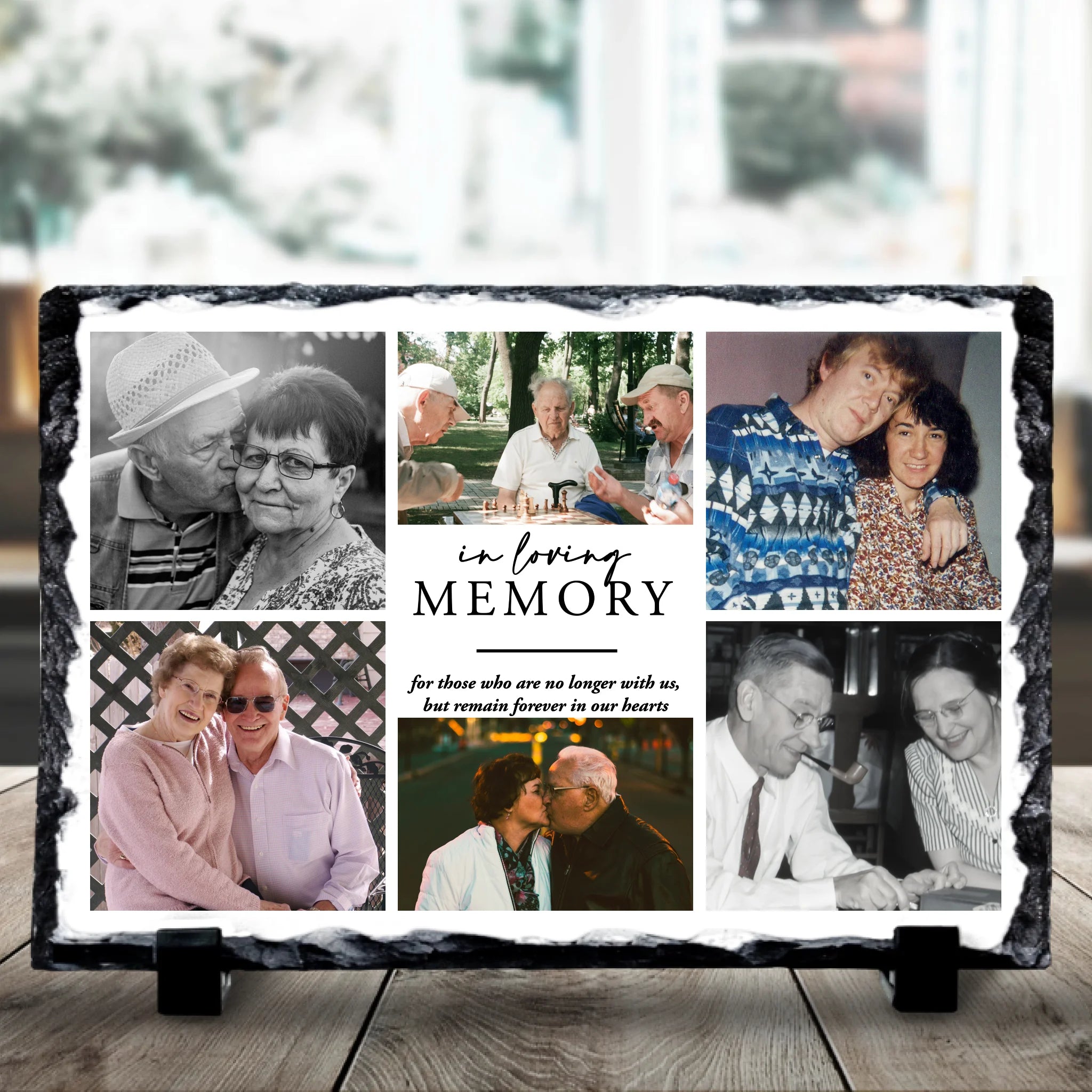 Custom photo slate gift with personal photo and memorial message printed on slate