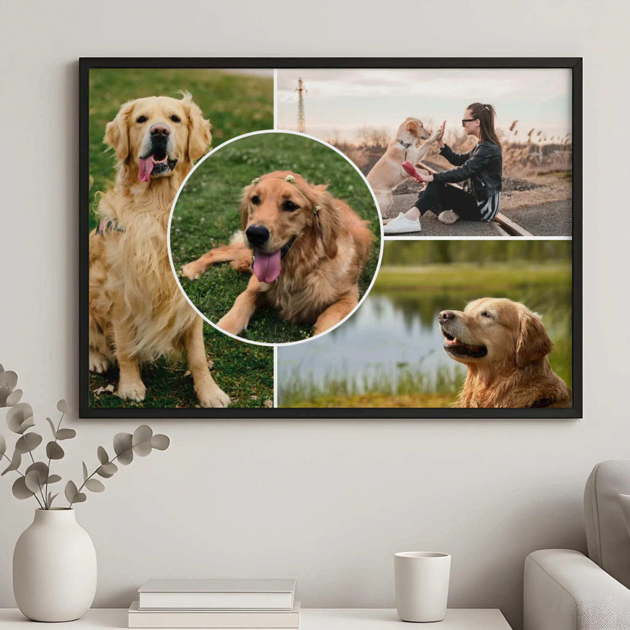 Eight-photo custom dog picture frame, personalised pet gift