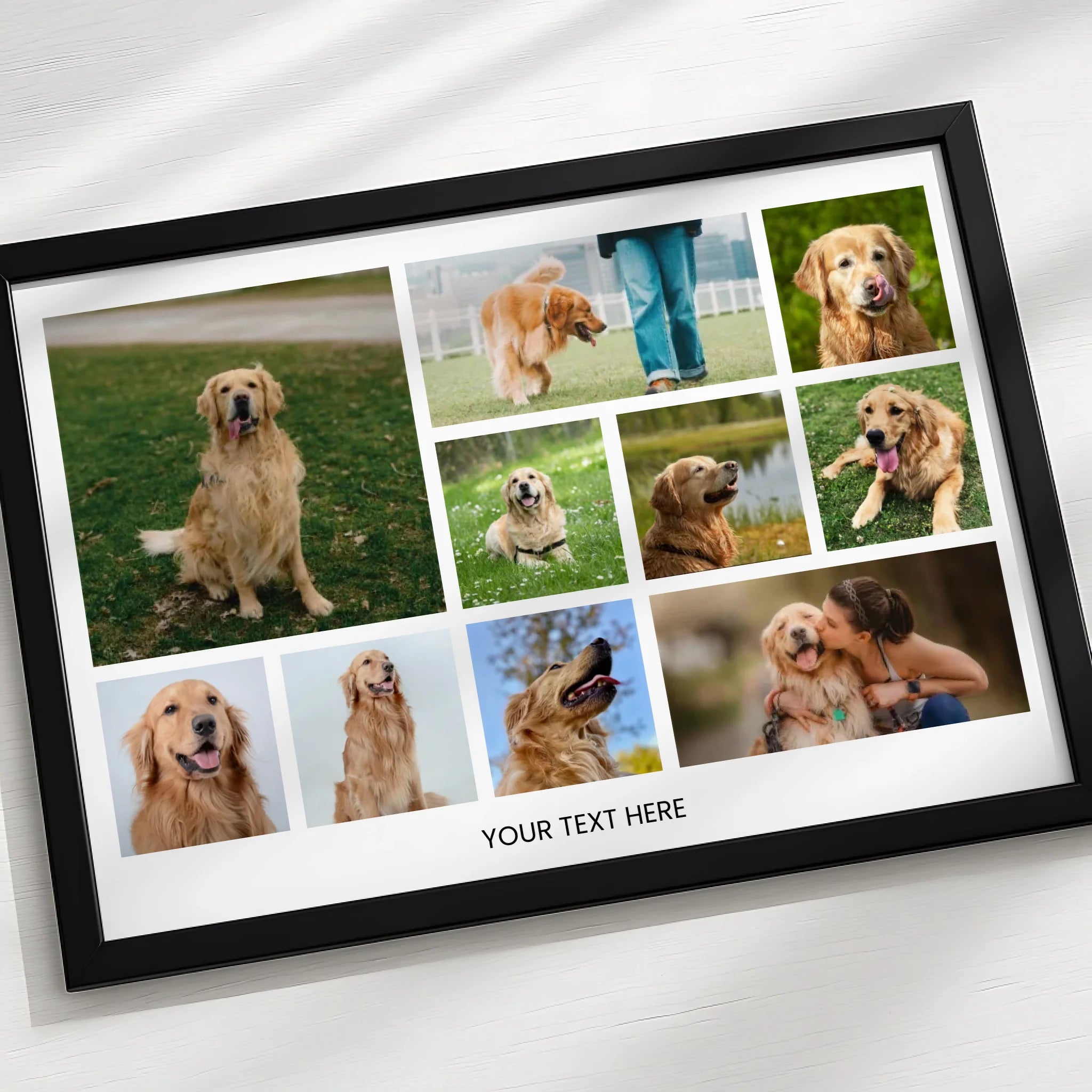 Personalised dog collage frame with 10 photos as a pet gift idea