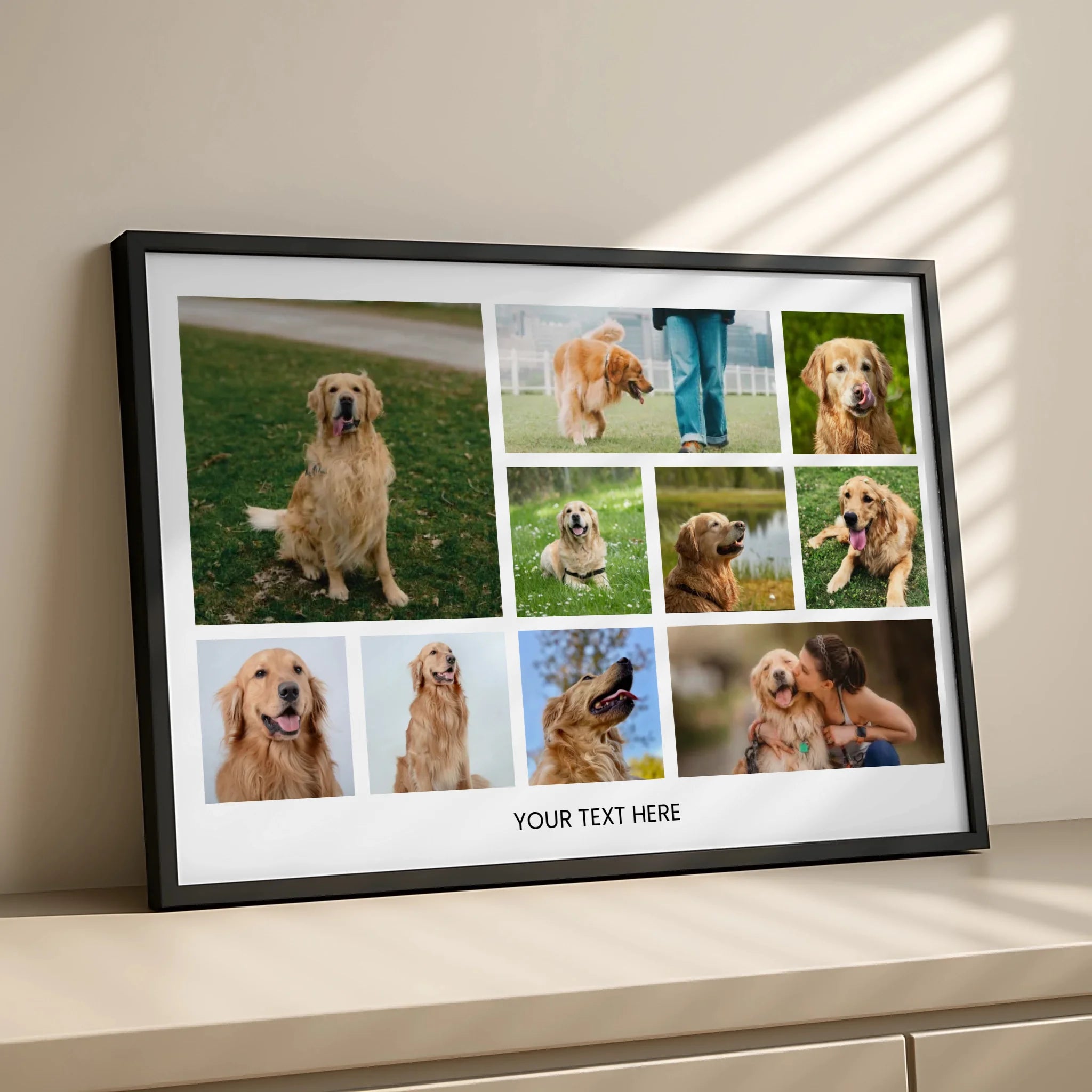 Personalised pet photo collage frame in A4 size with dog pictures