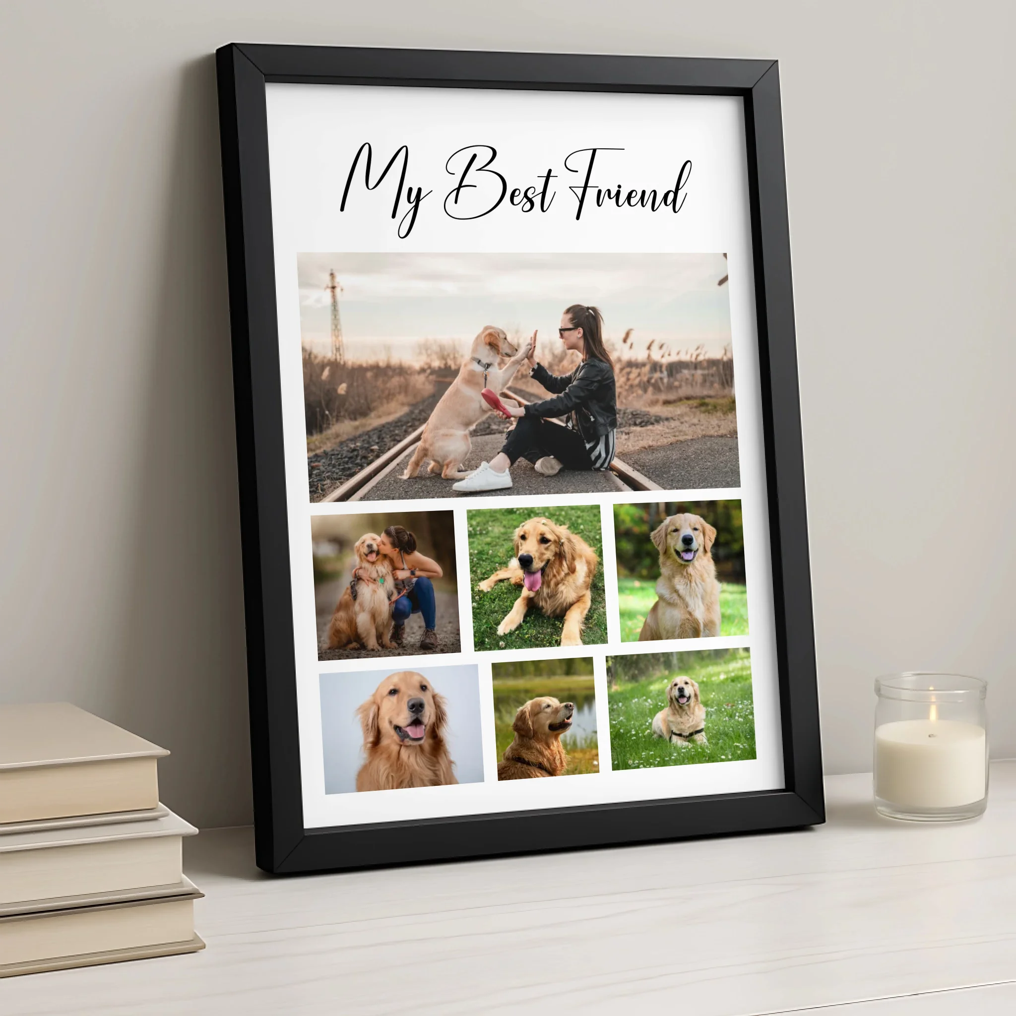 Personalised photo frame gift for dog owners with collage layout