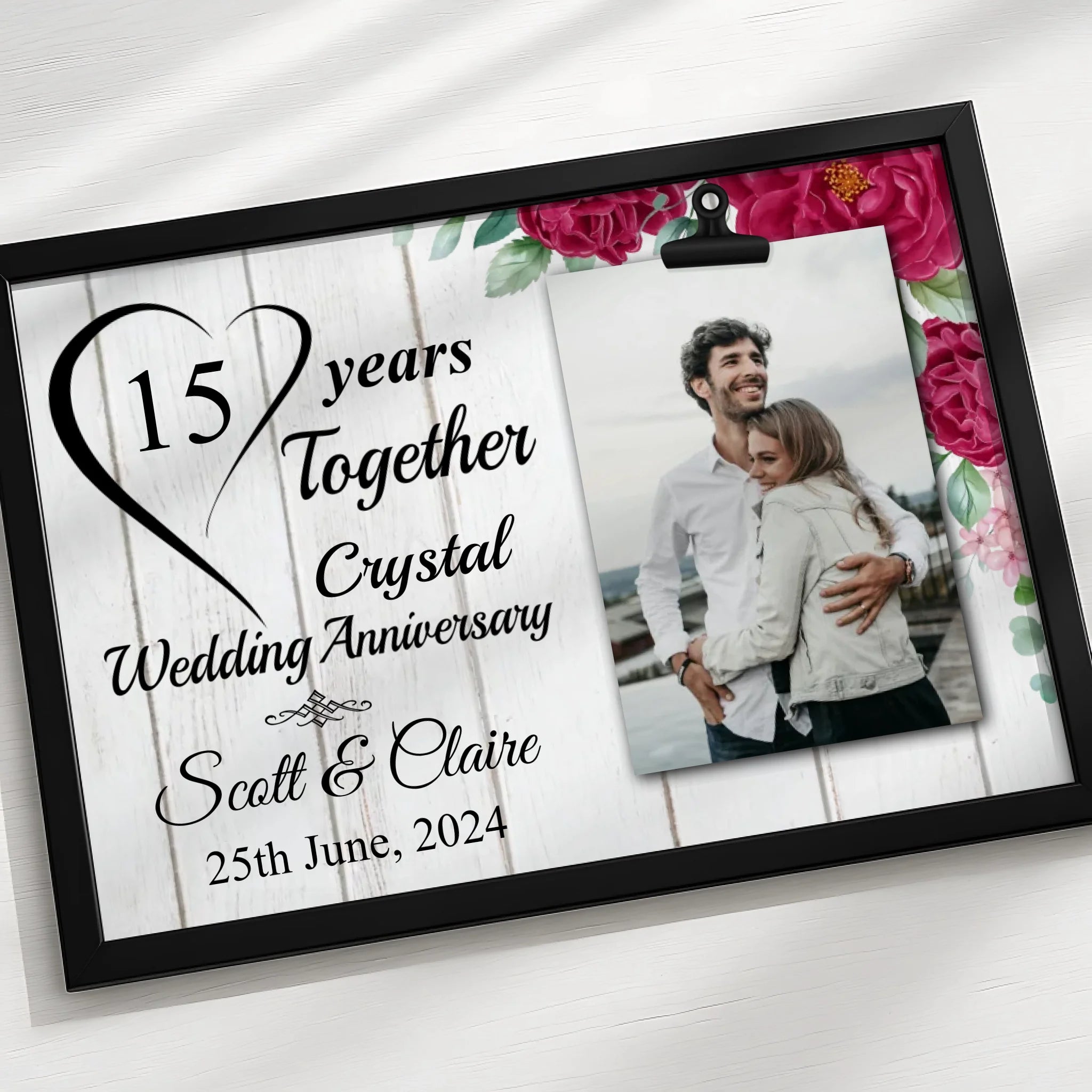 Custom couple wall art print showing years together as a personalised gift
