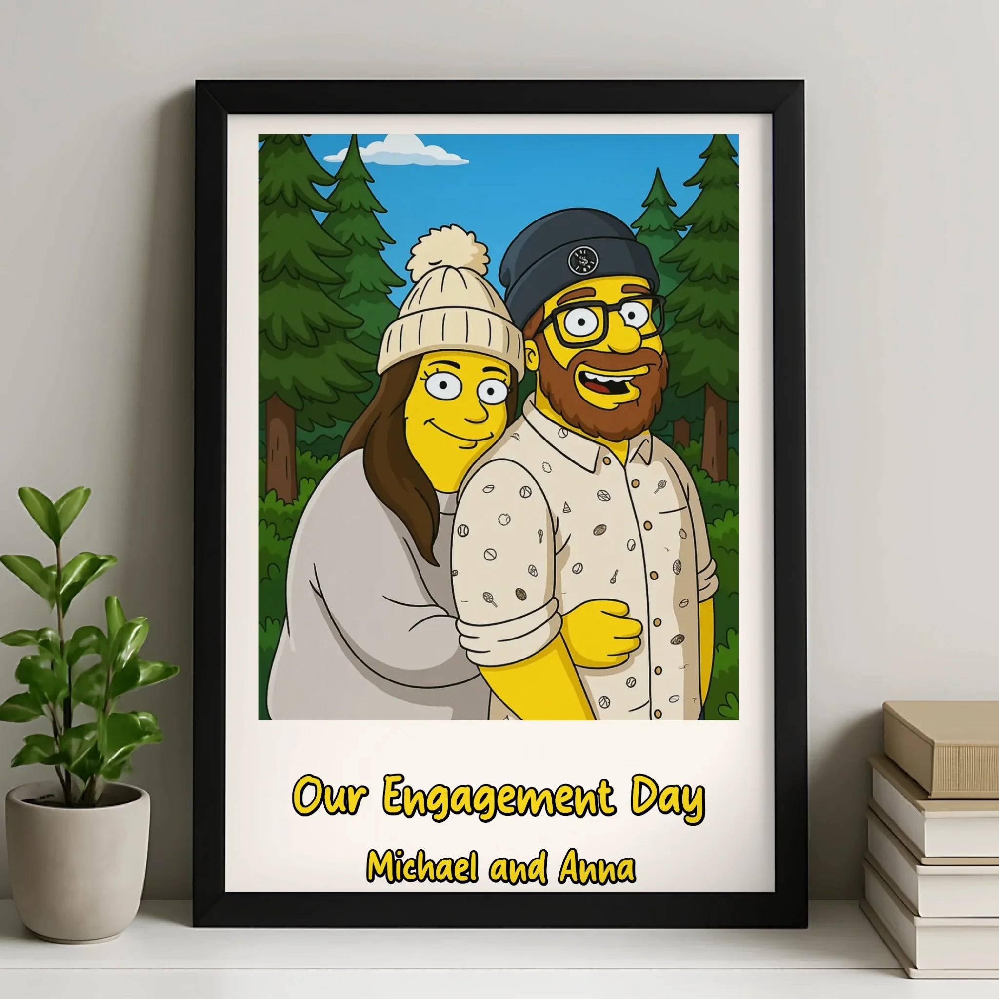 Custom Cartoon Couple Portrait | Personalised Engagement Gift | Fun Illustrated Print from Your Photo