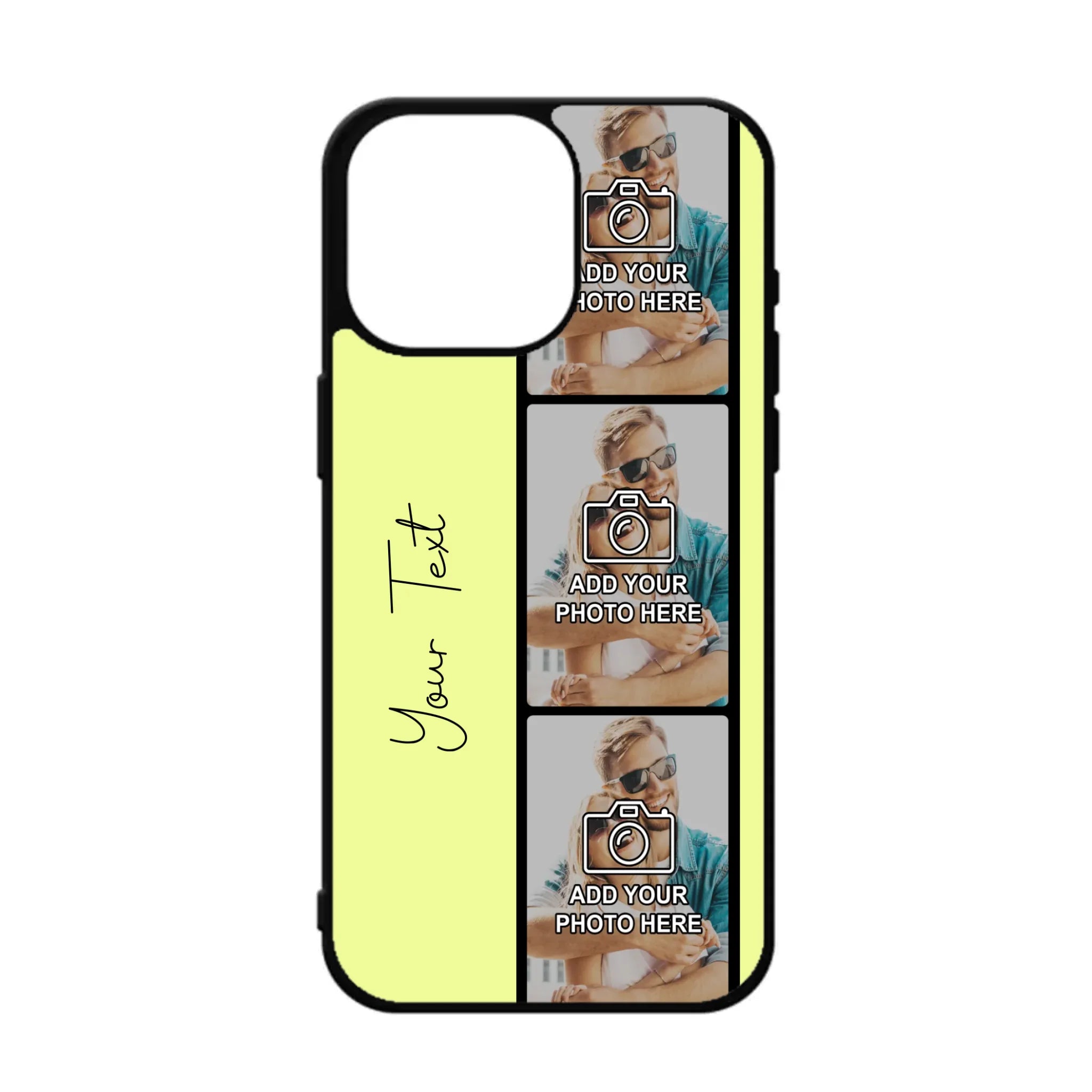 Custom film reel phone case showing multiple photo slots