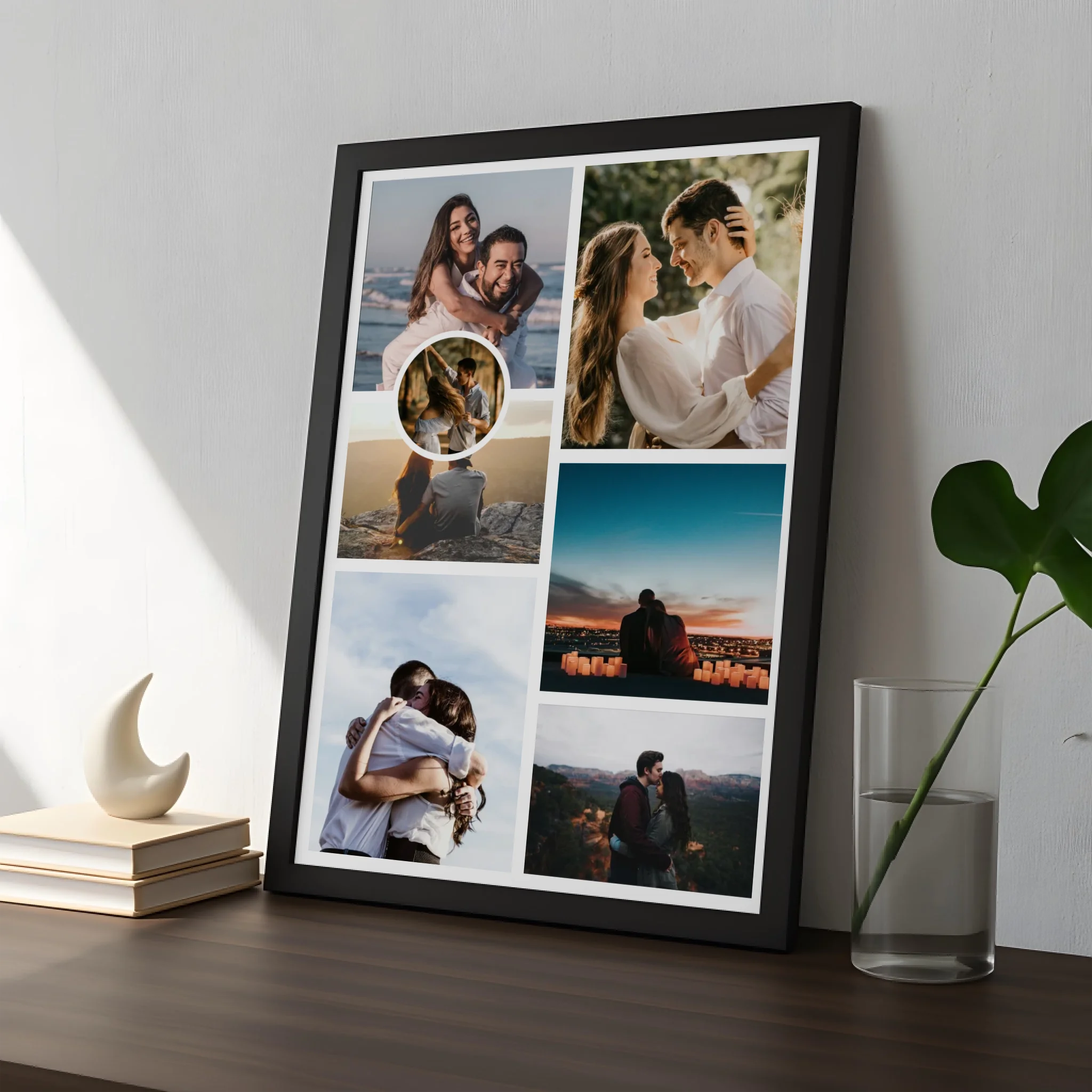 Personalised 7 photo collage print layout option 1 with central feature image