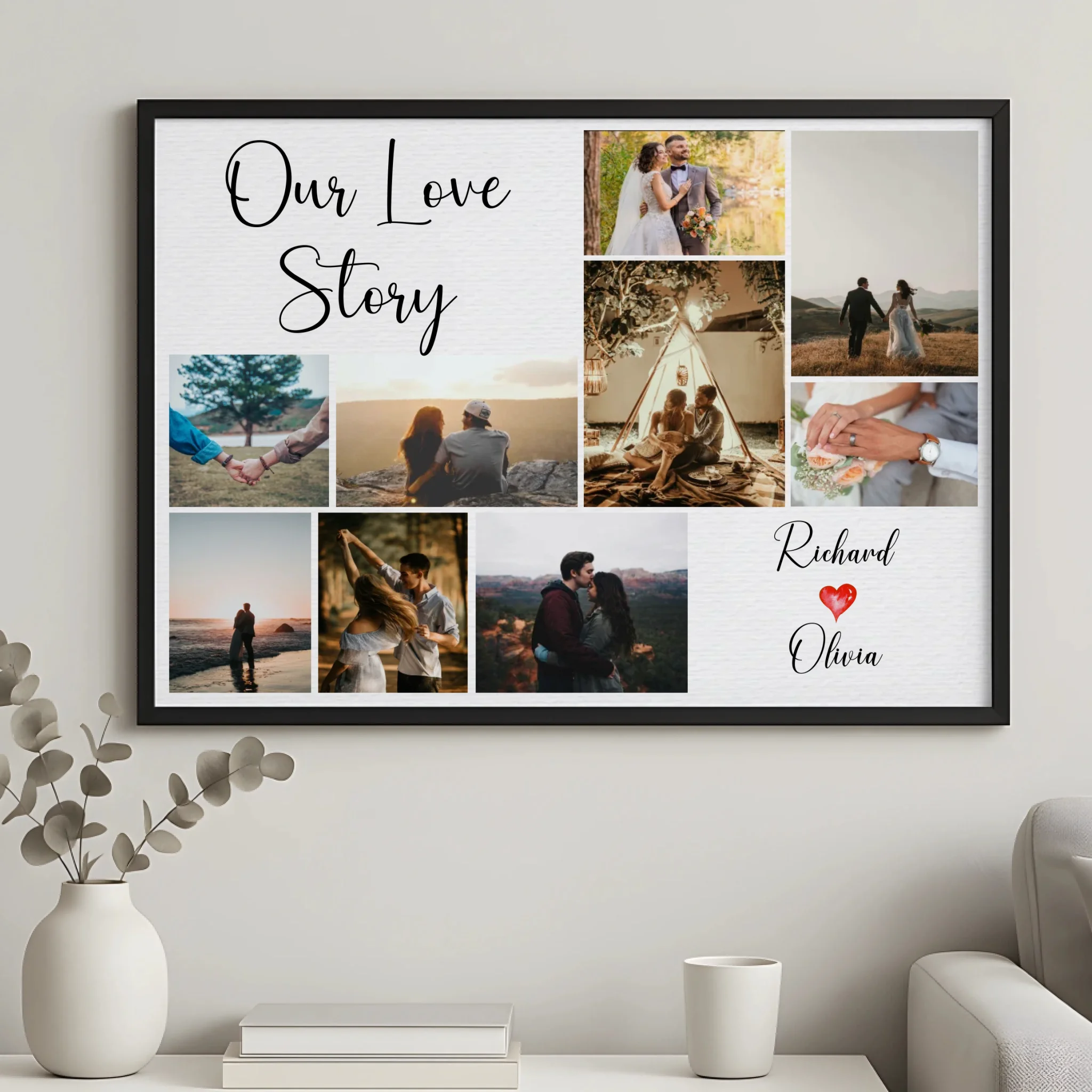 A4 personalised photo collage print with multiple couple photos