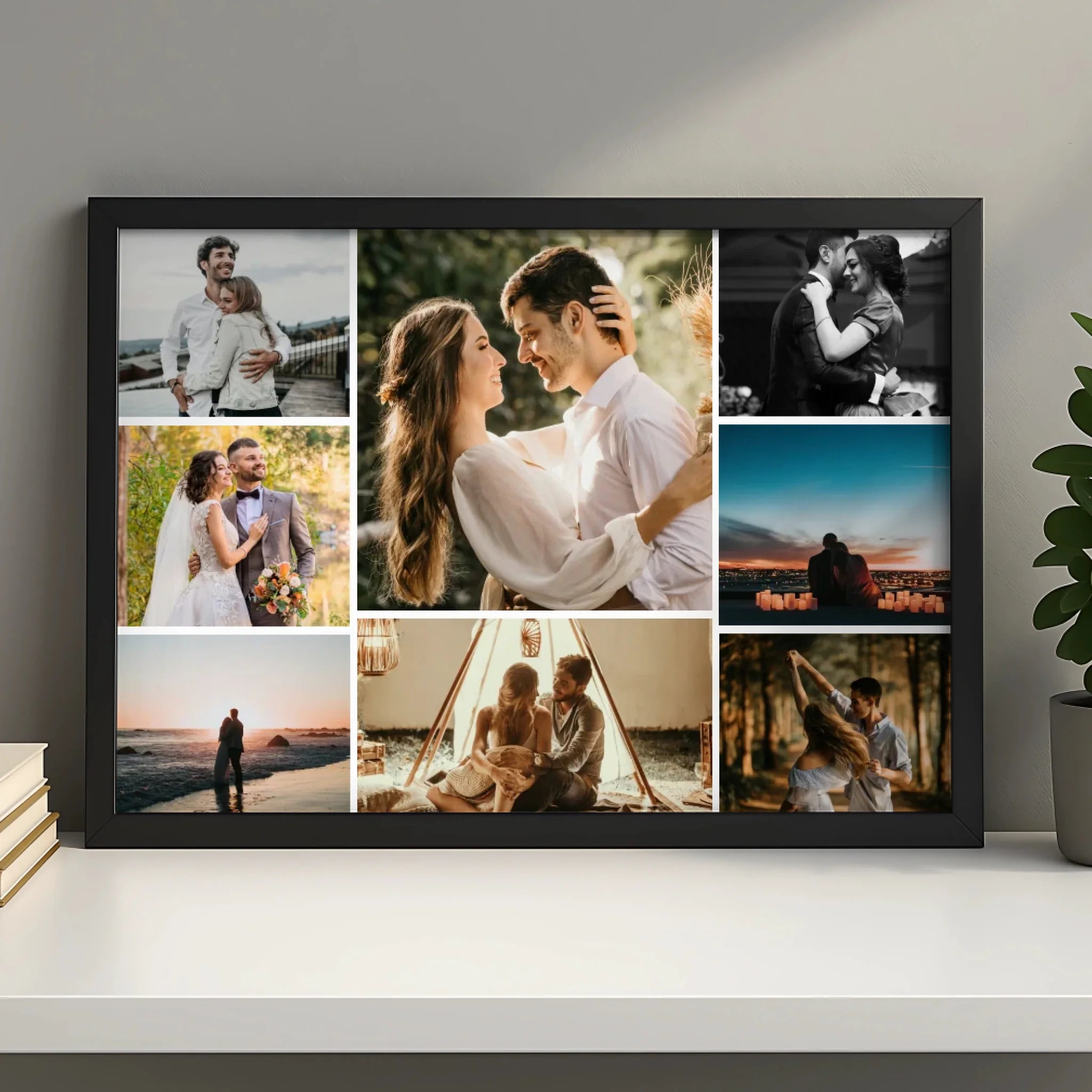 Personalised 8 photo print in a grid collage layout, suitable as an anniversary gift