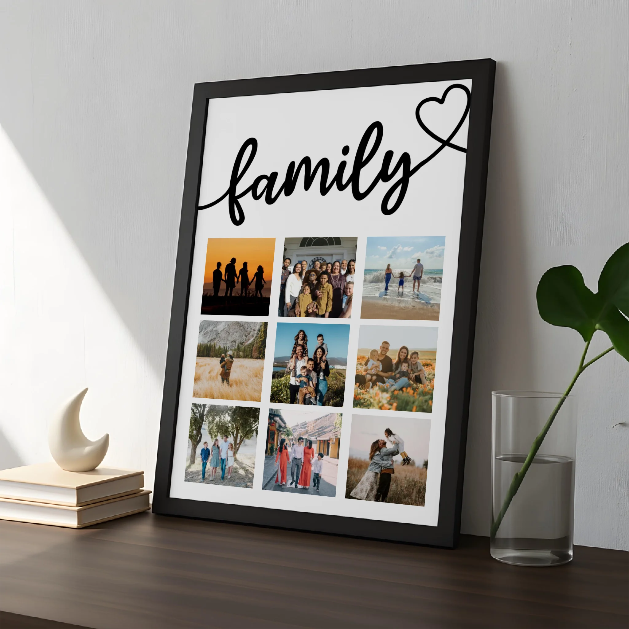 Custom 9 photo print in A4 size shown as a framed wall display