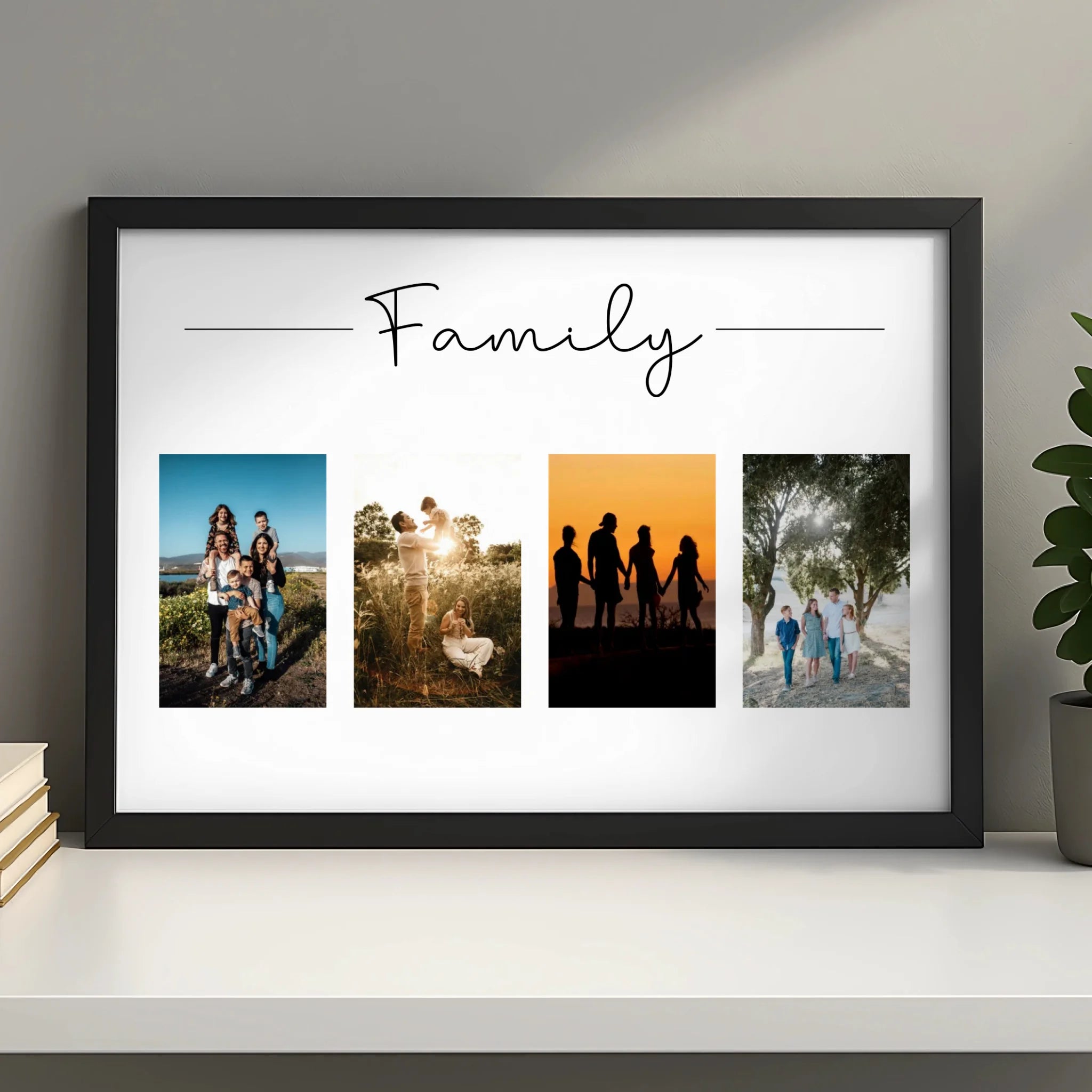 Personalised photo gift for mum featuring four family photos in a frame