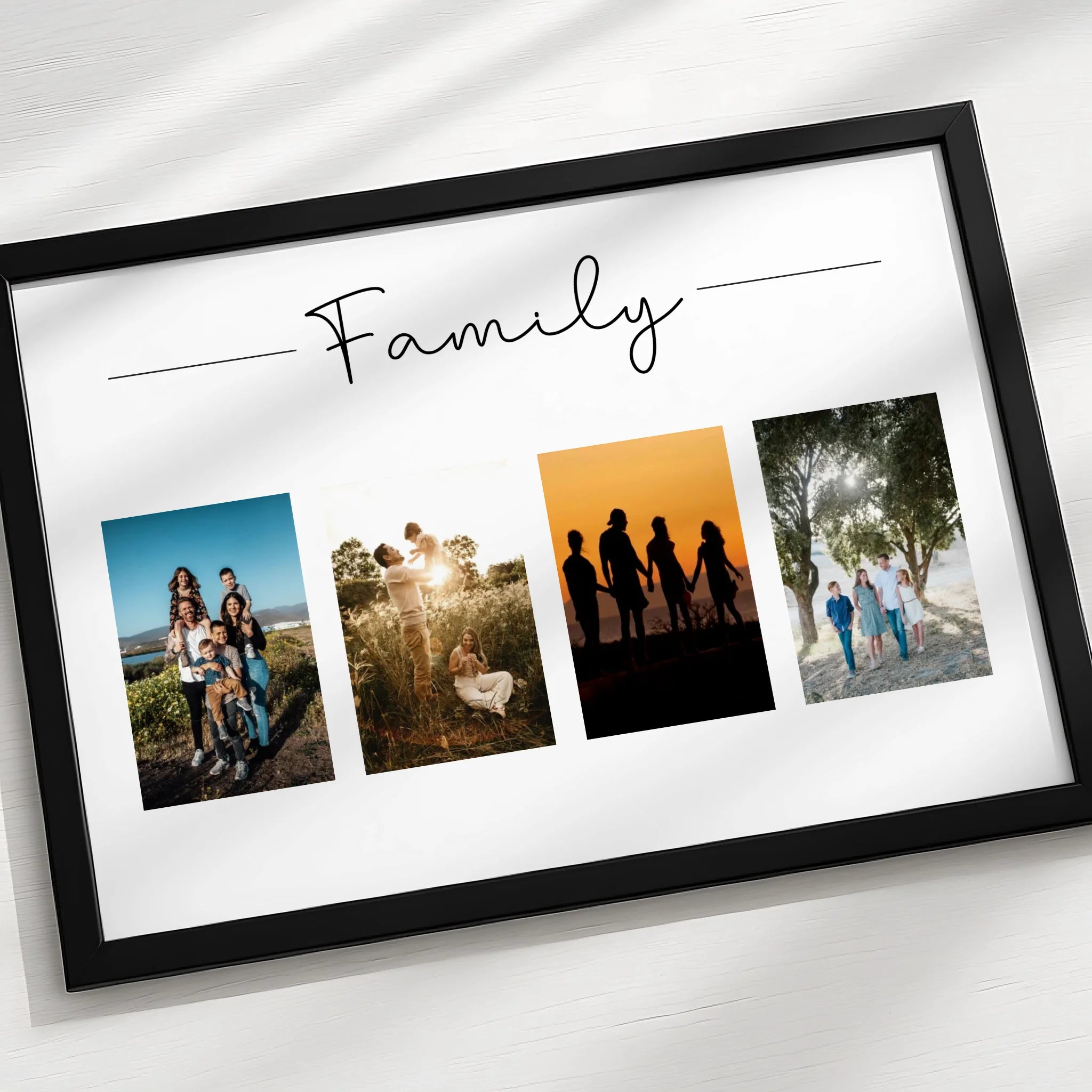 Custom family photo collage print in A3 size with four photo slots