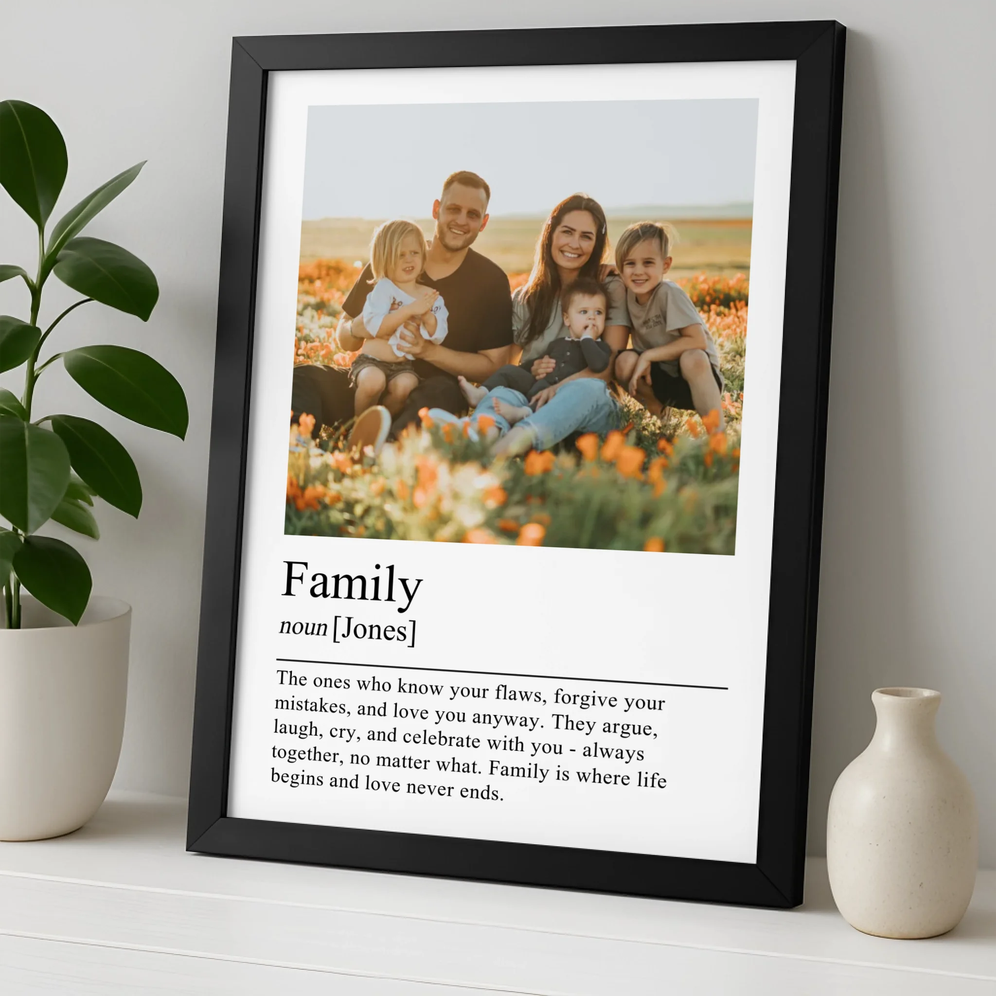 Family Definition Wall Art | Personalised Photo & Name Print | Custom Family Gift for Mum Dad Grandparents