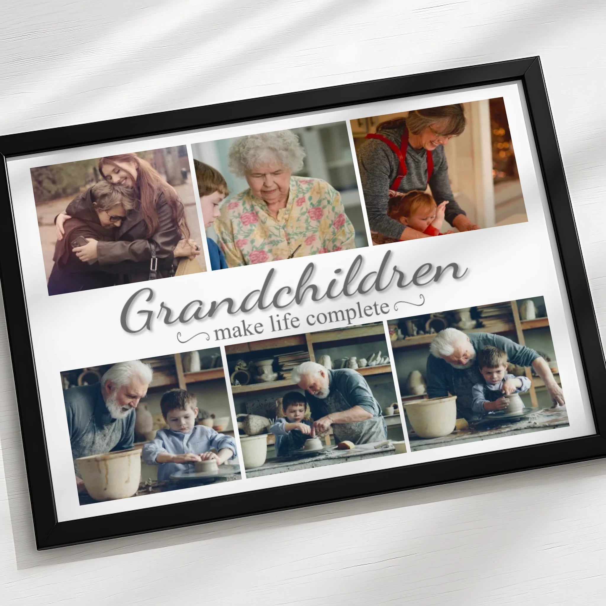 Custom photo frame for grandparents with grandchildren make life complete wording