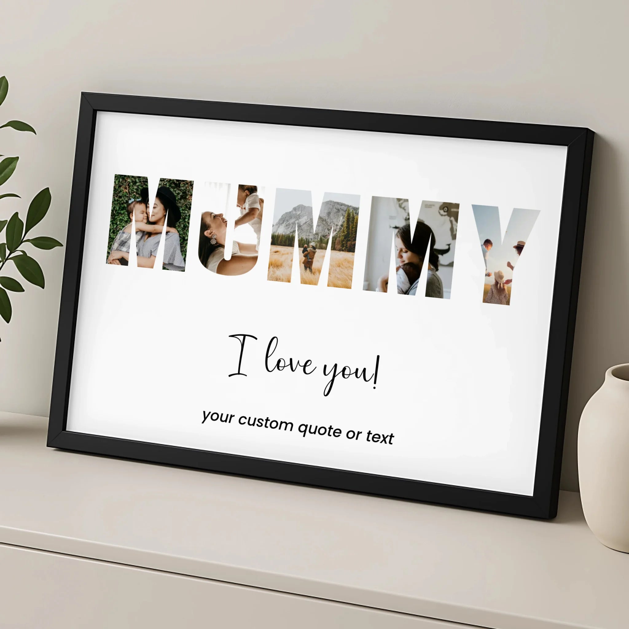 Custom Mummy photo frame gift showing four personalised photos