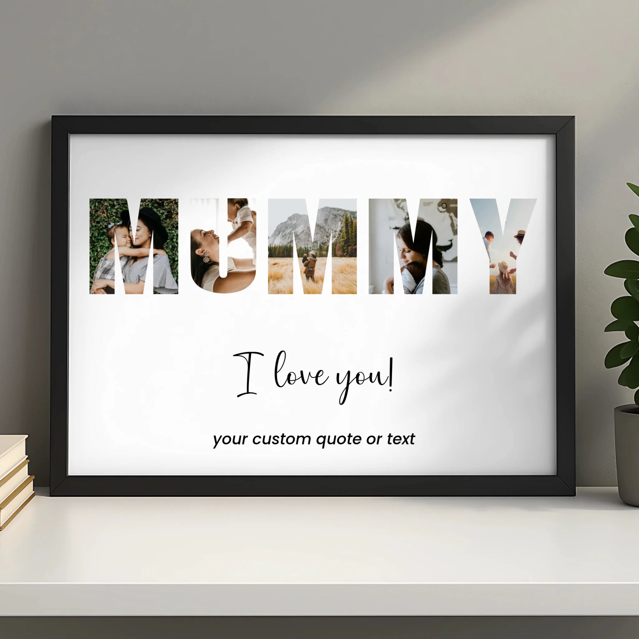 Personalised photo collage print for mum with custom name text