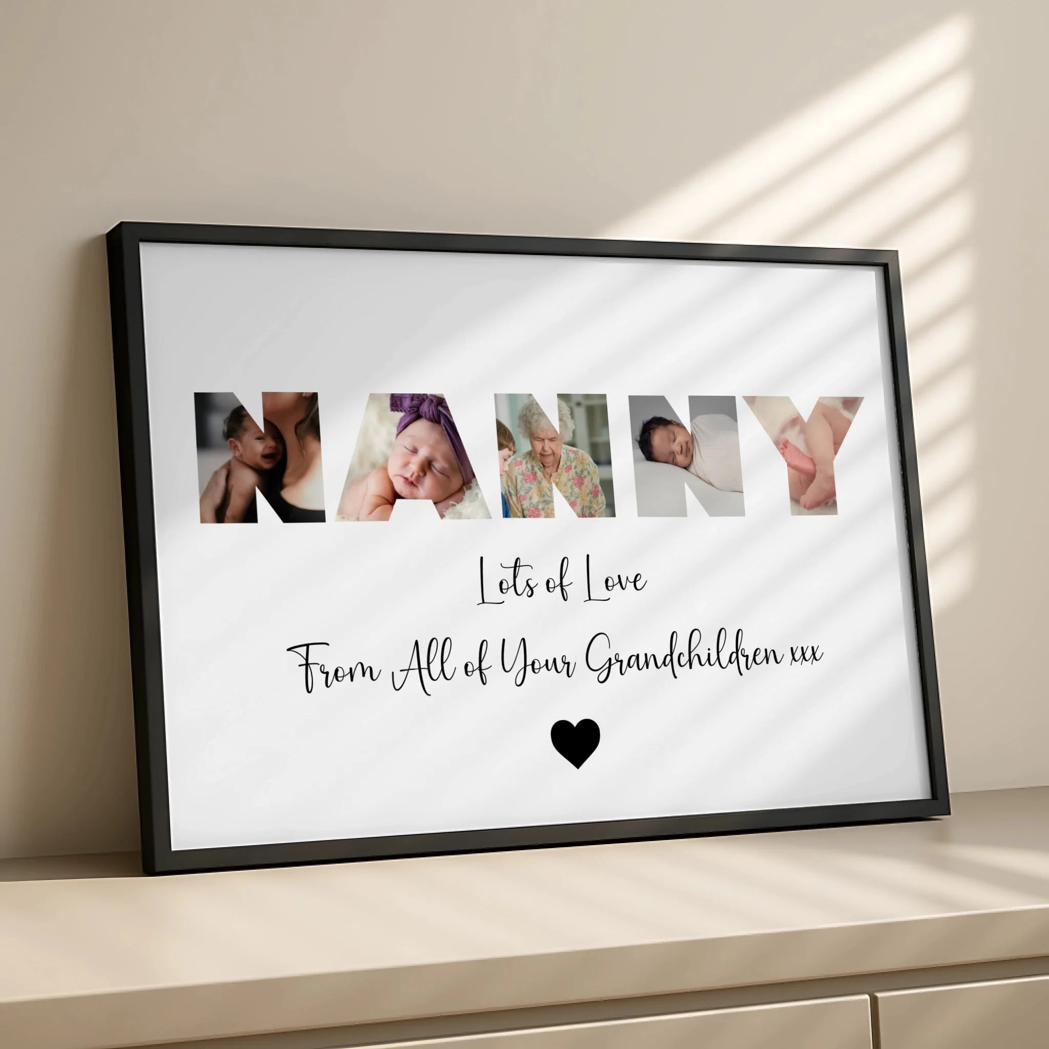 Personalised photo gift for Nanny, printed with a photo from grandchildren