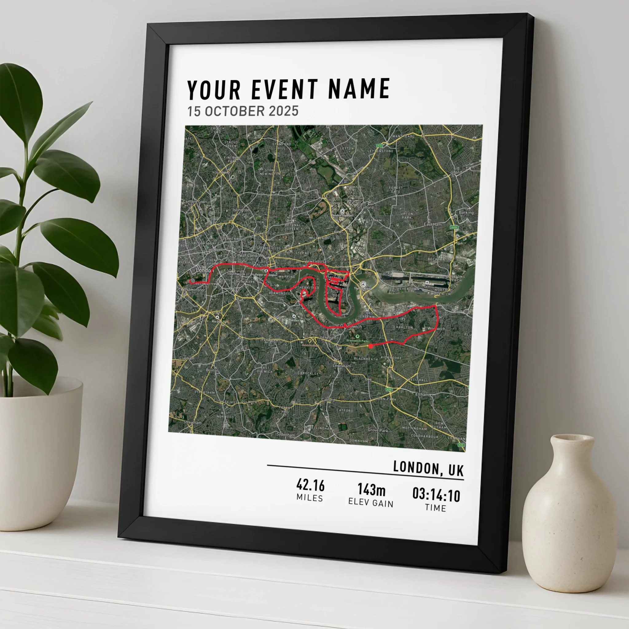 Customised Route Map Print | Personalised Running, Hiking or Cycling Gift | GPX Data or Link App