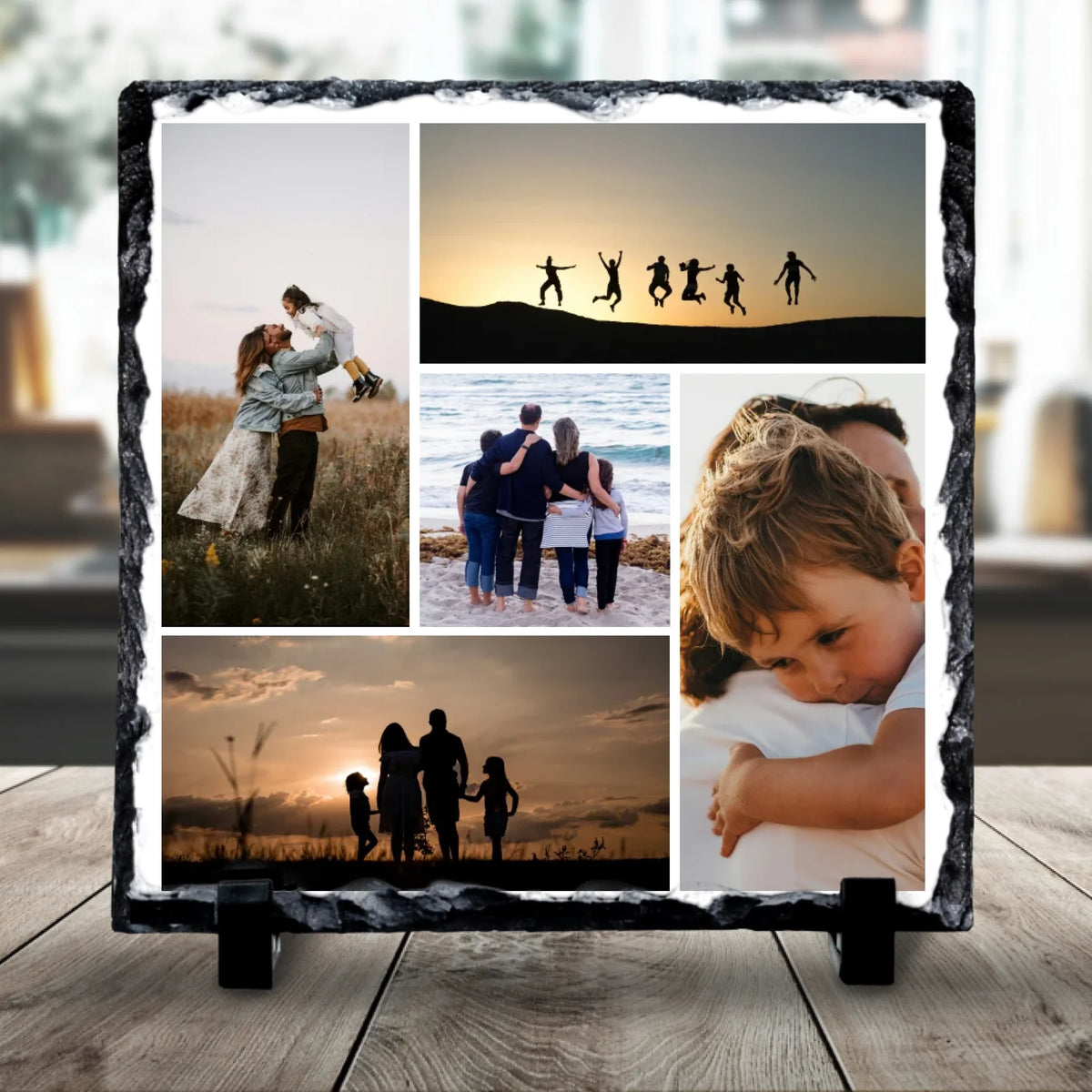 Personalised 5 Photo Collage Slate – Custom Gift with Background Colour Options
