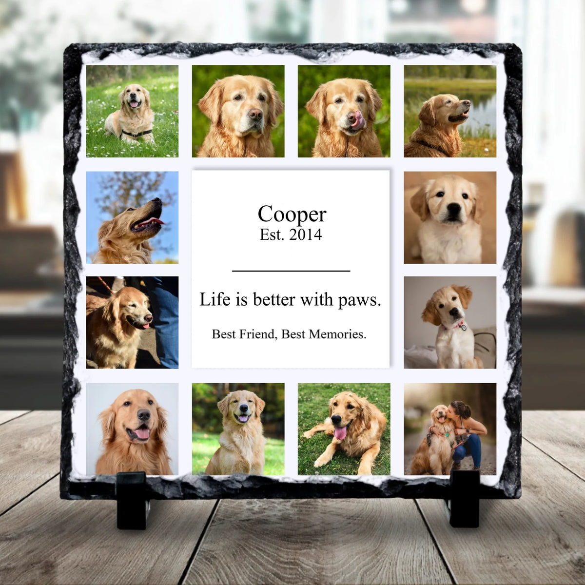 Custom Personalised Photo Slate - 12 Photos - "Life is Better With Paws"
