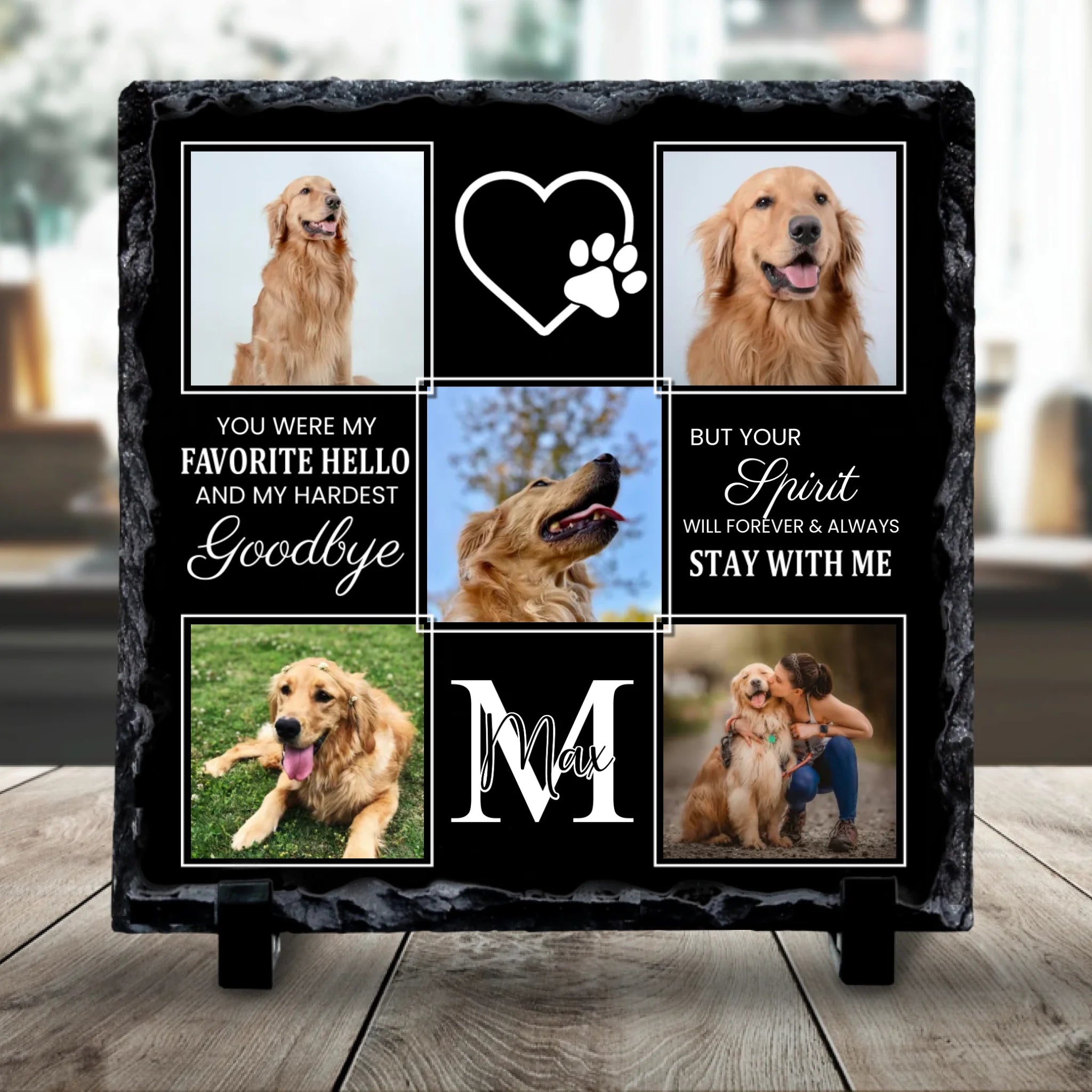 Personalised Pet Photo Collage Photo Slate - You Were My Favourite Hello - 5 Photos