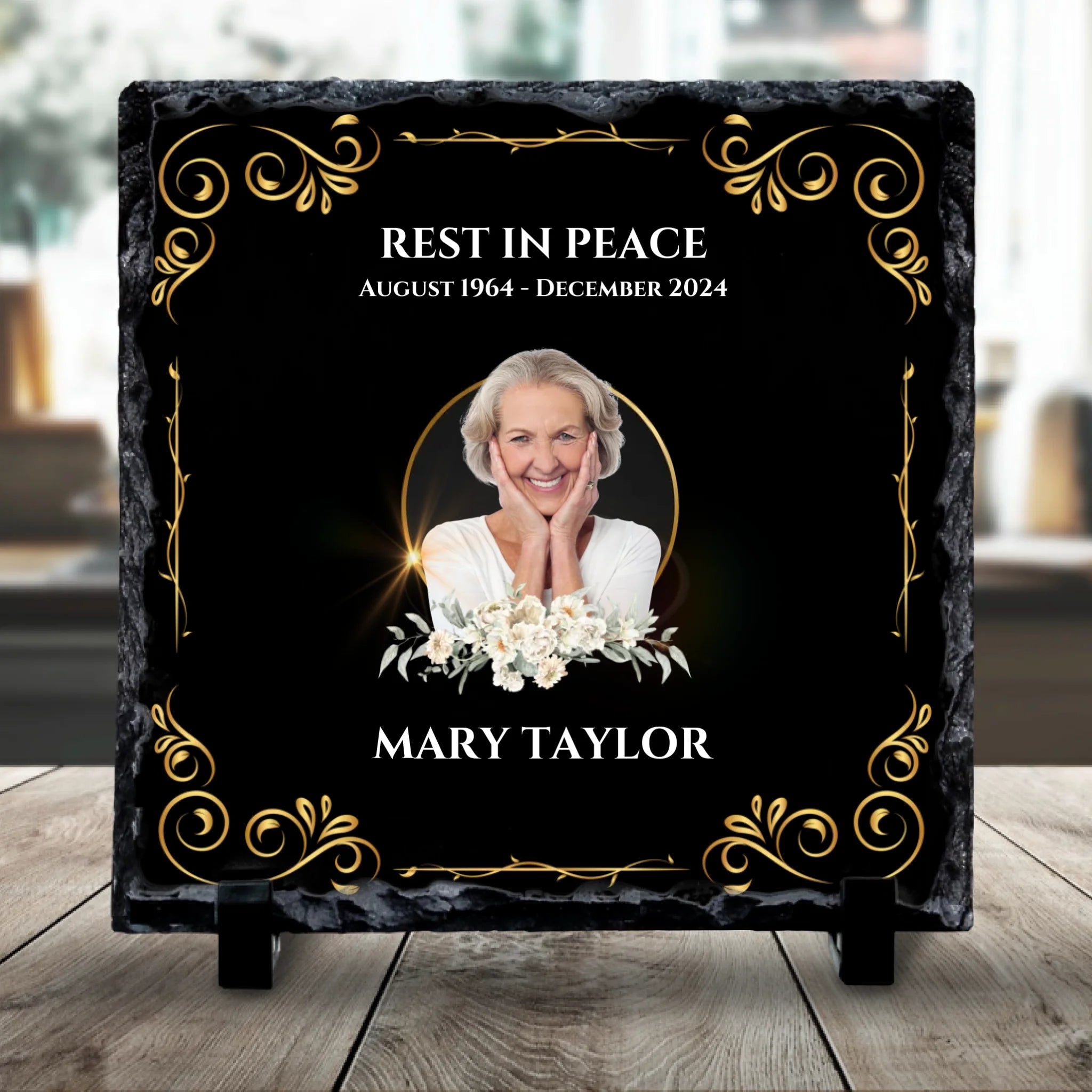 Custom Personalised Memorial Photo Slate Plaque - A Perfect Reminder