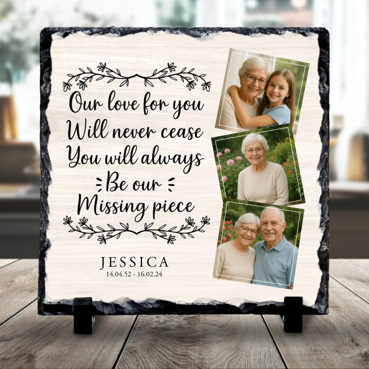 Custom Personalised Memorial Photo Slate Plaque - Our Love For You